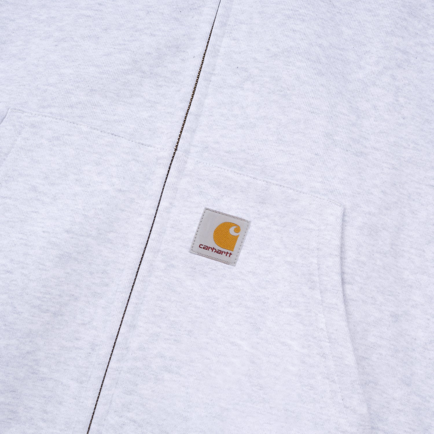 HOODED SQUARE LABEL JACKET - Ash Heather