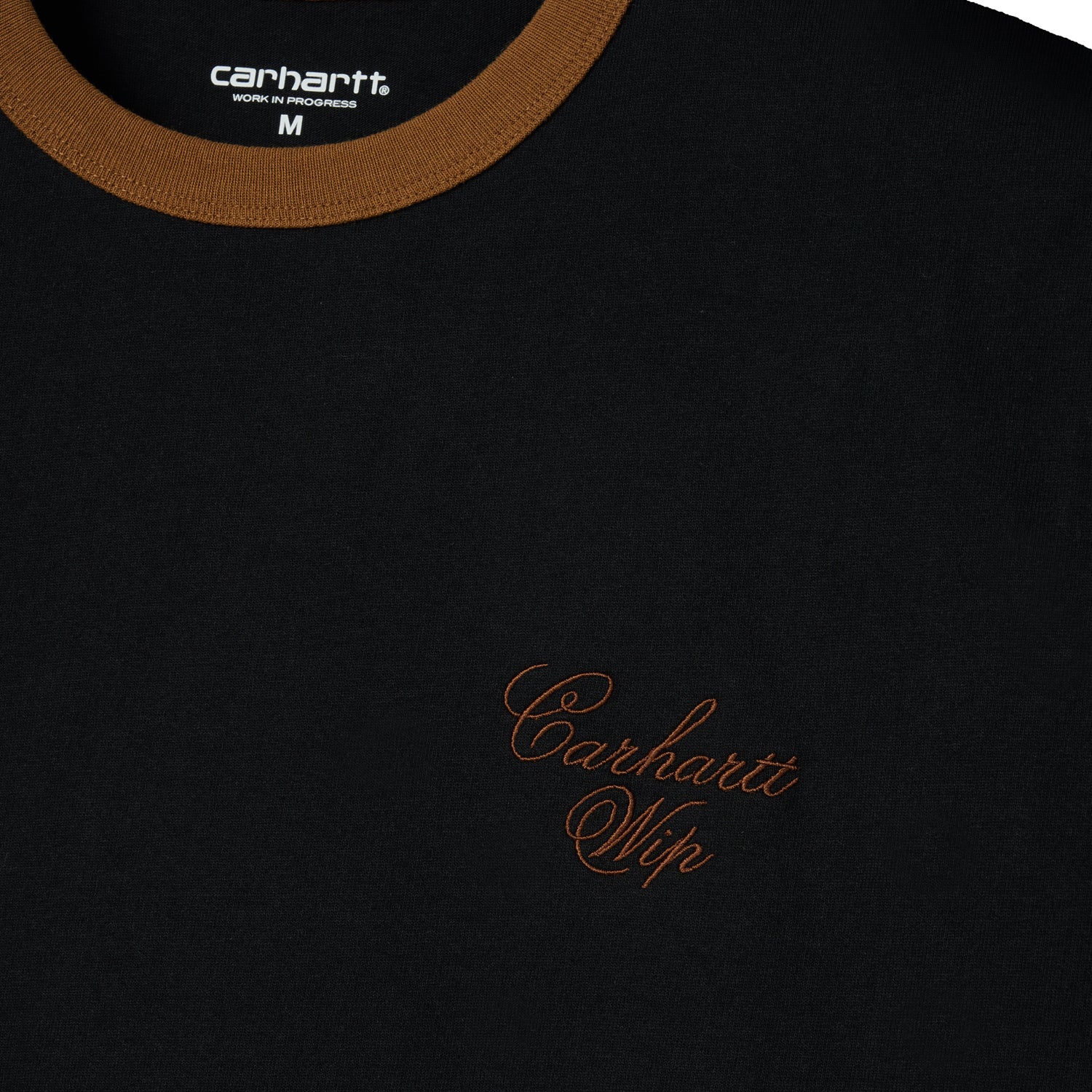 S/S Ringer T-shirt - Black / WIP H Brown