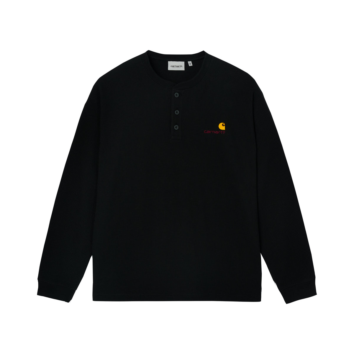 L/S Waffle Henley T-shirt - Black