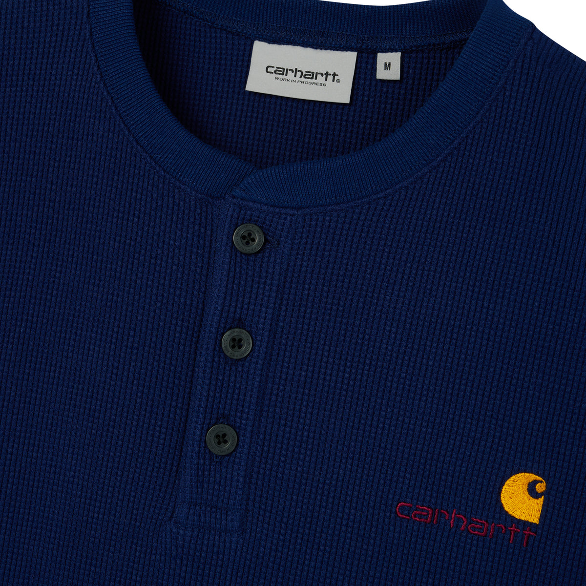 L/S Waffle Henley T-shirt - Medieval Blue