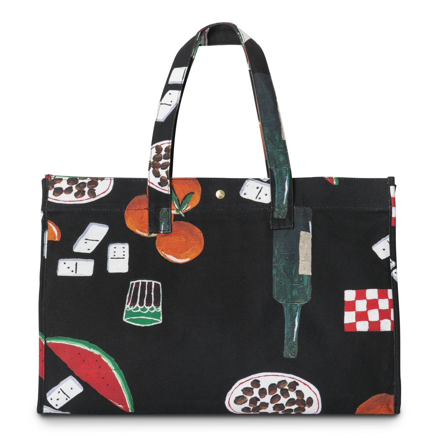 CANVAS GRAPHIC BEACH BAG - Isis Maria Dinner AOP, Black