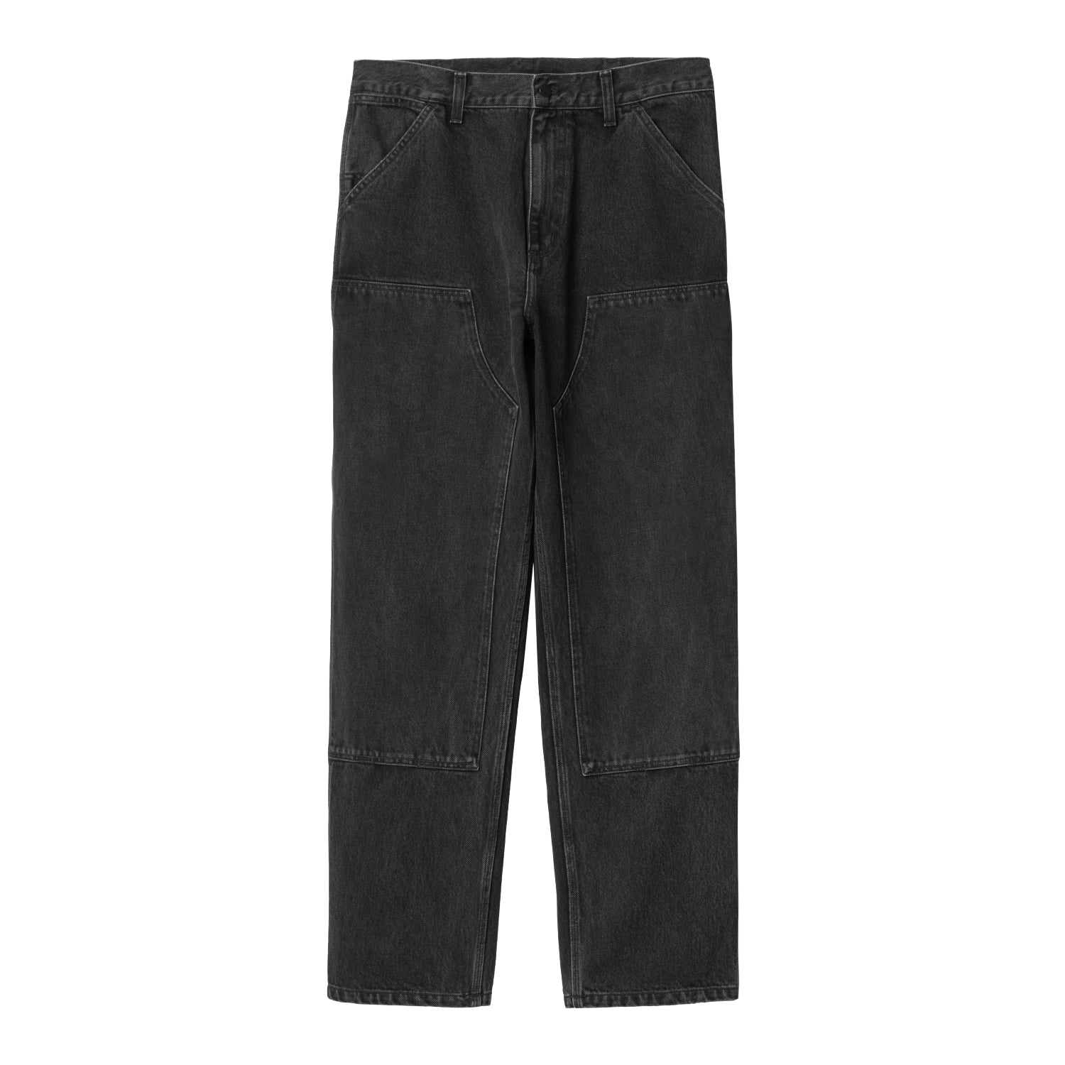 DOUBLE KNEE PANT - Black (stone washed)