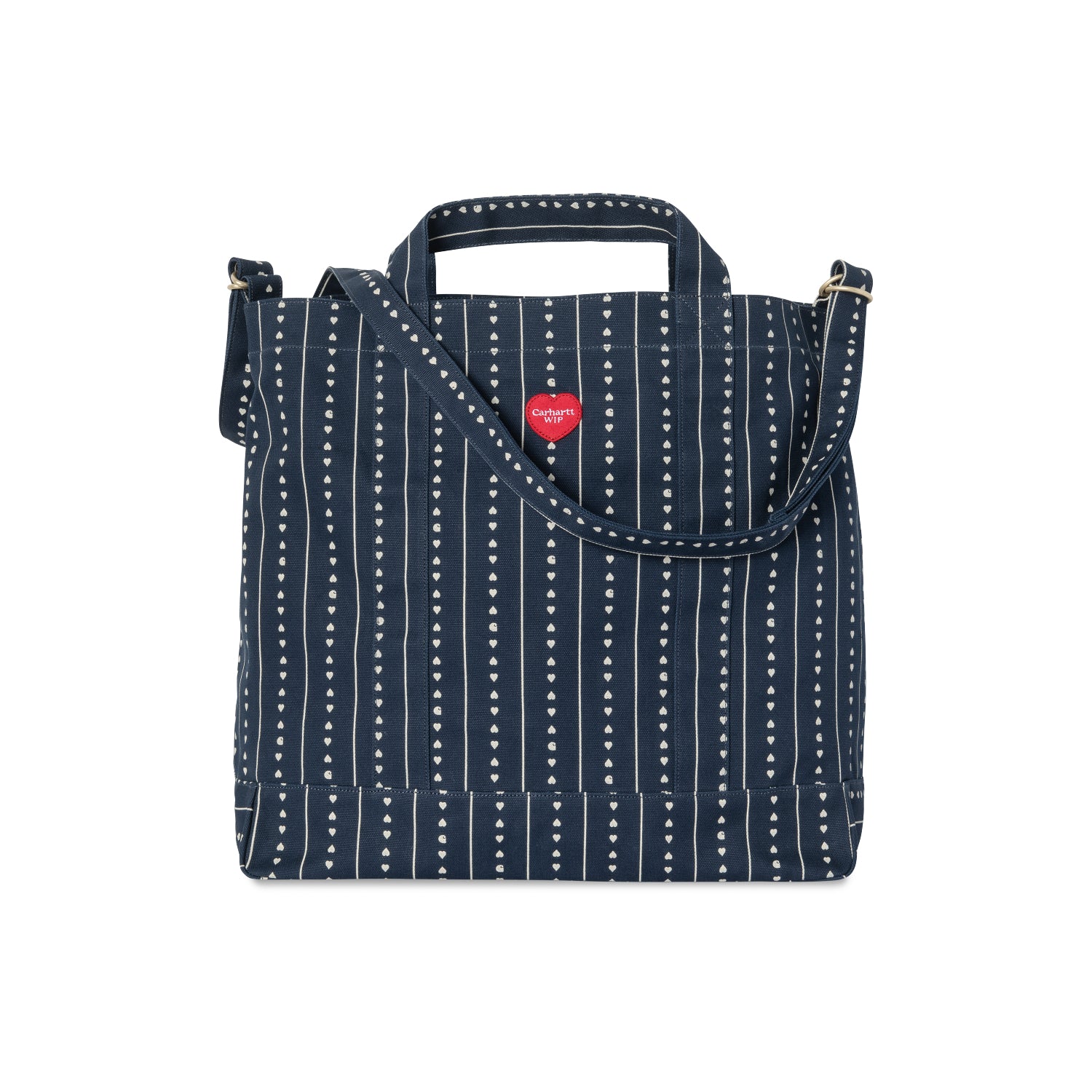 DREWE TOTE, BIG - Heart C Pinstripe, Ink / Natural