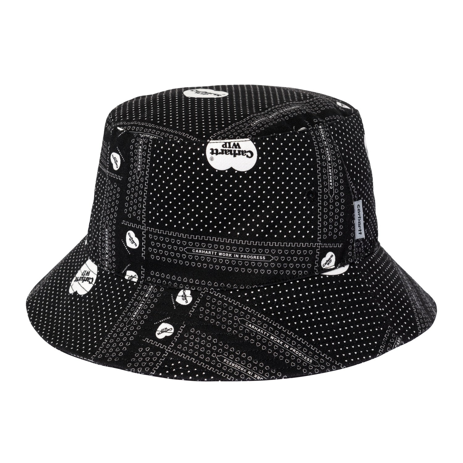 GRAPHIC BUCKET HAT - Heart Bandana AOP, Black