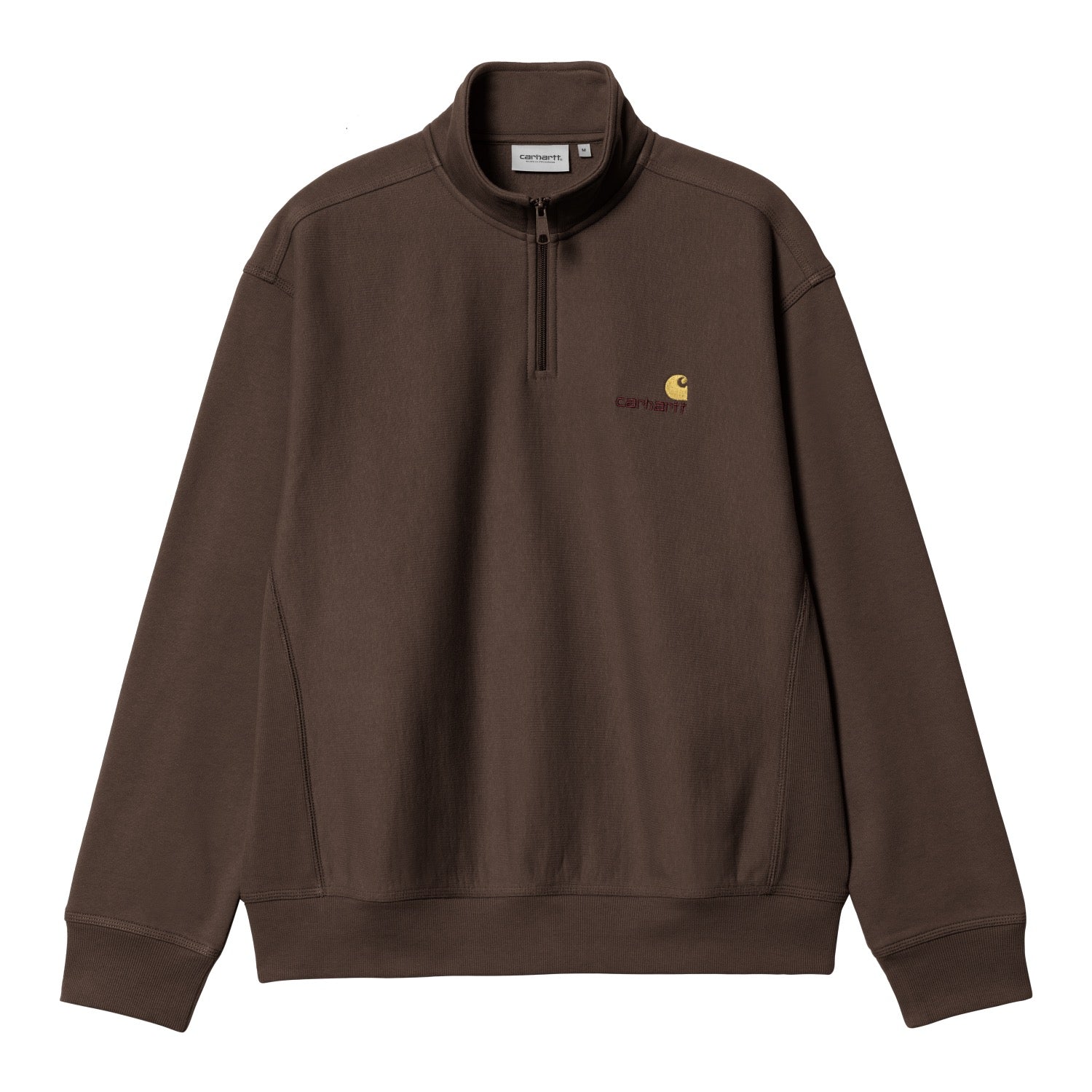 HALF ZIP AMERICAN SCRIPT SWEATSHIRT - Tobacco