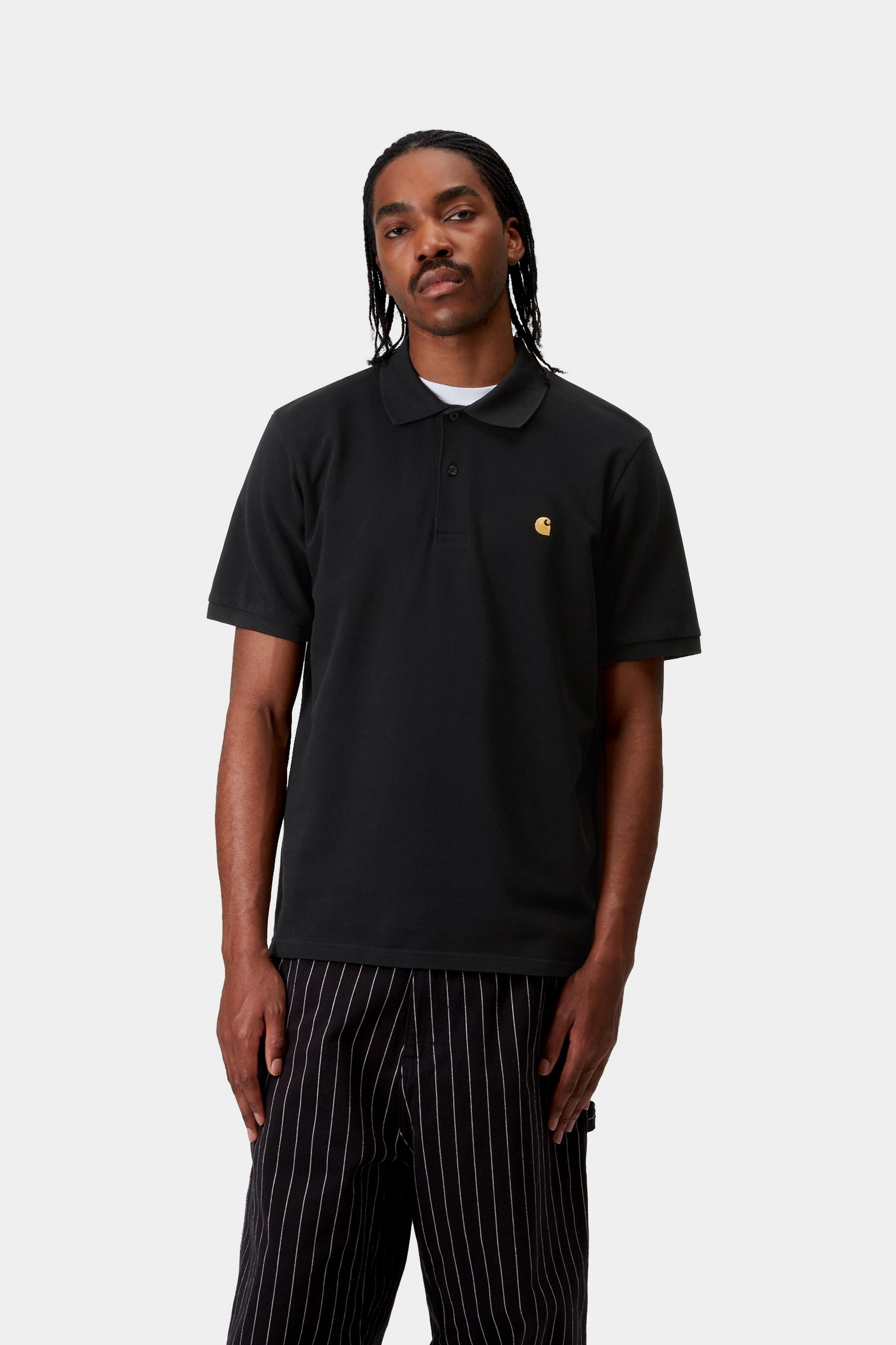 S/S Chase Pique Polo - Black / Gold