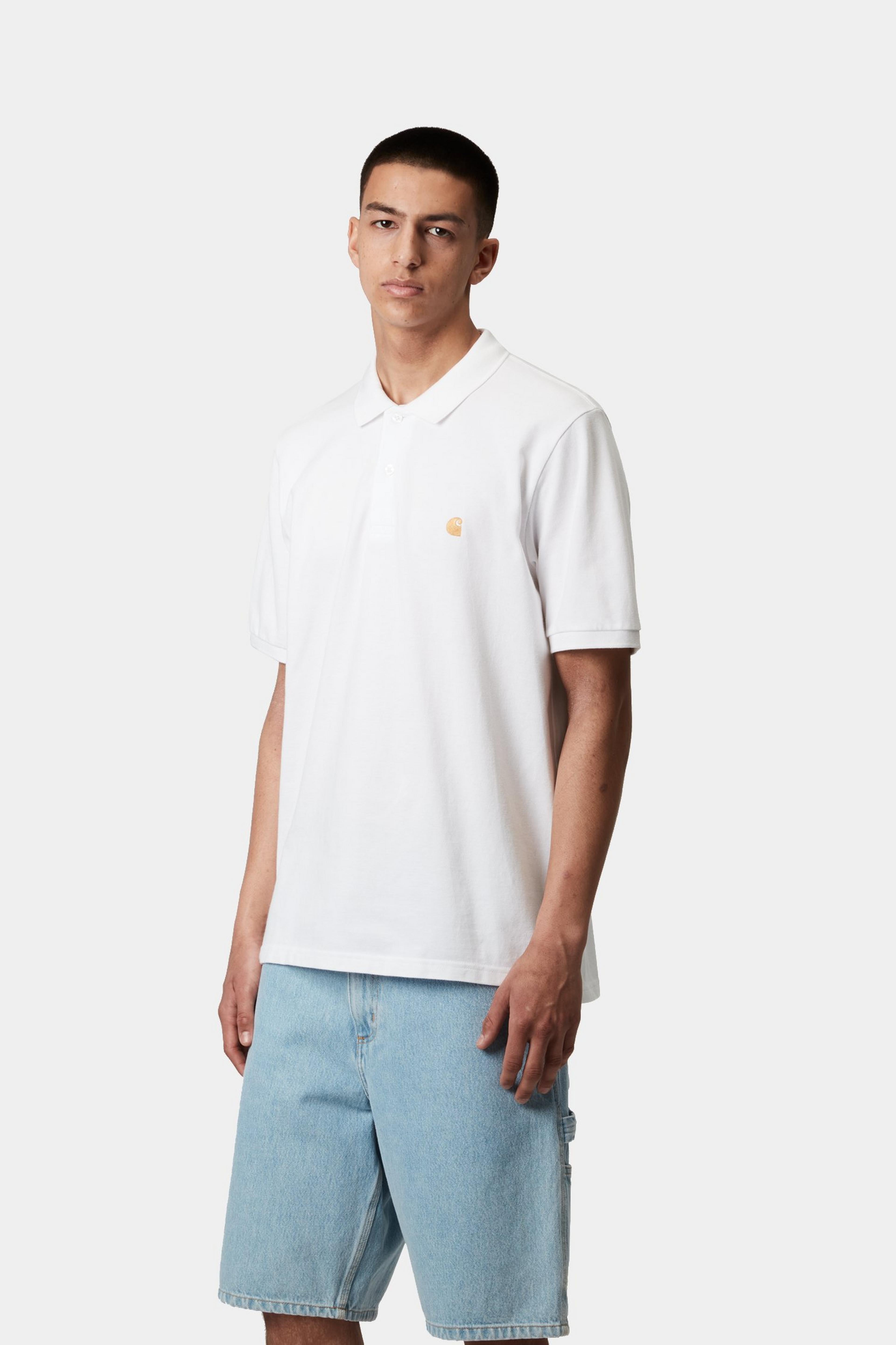 S/S Chase Pique Polo - White / Gold