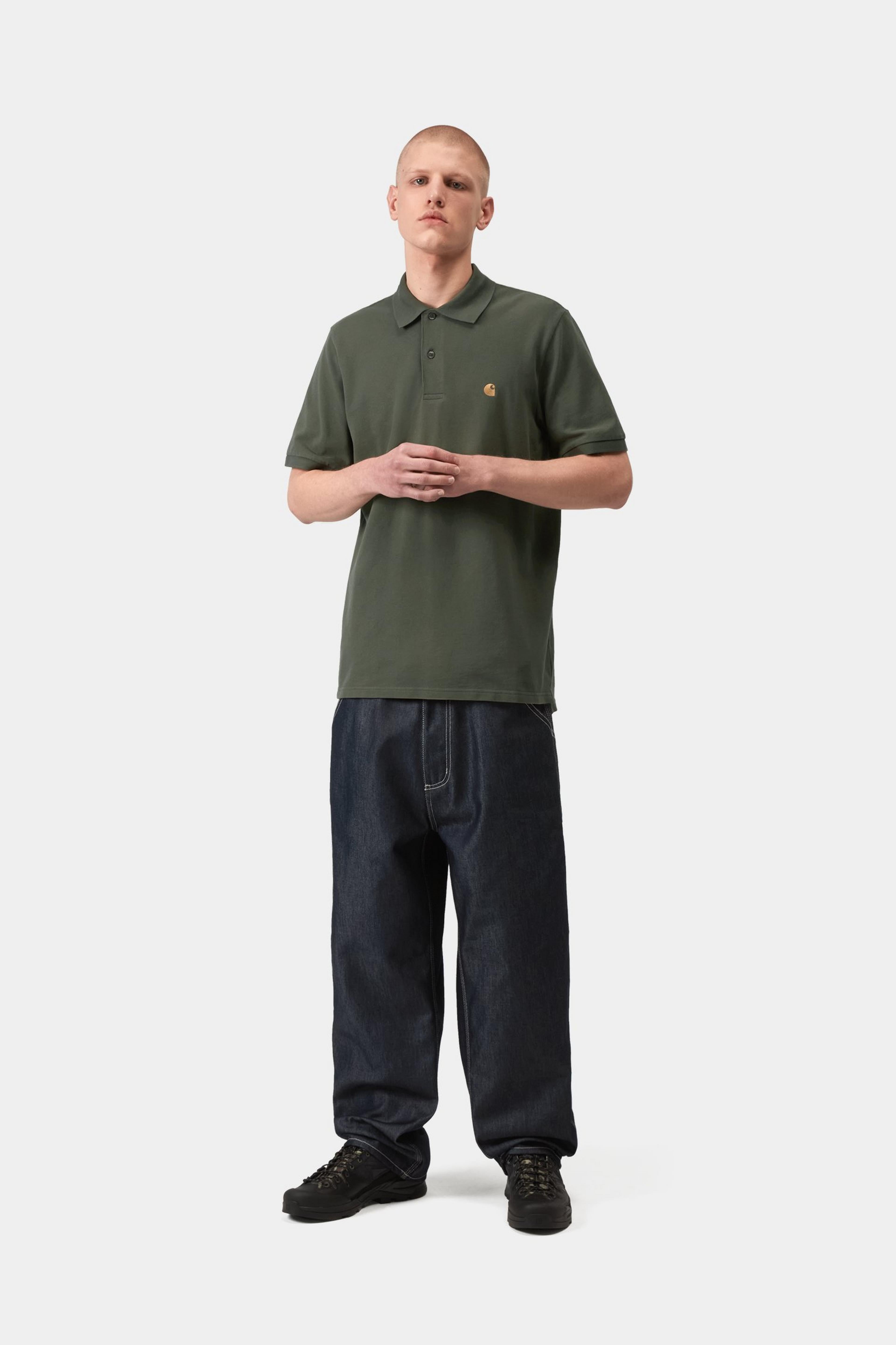 S/S Chase Pique Polo - Leaf / Gold