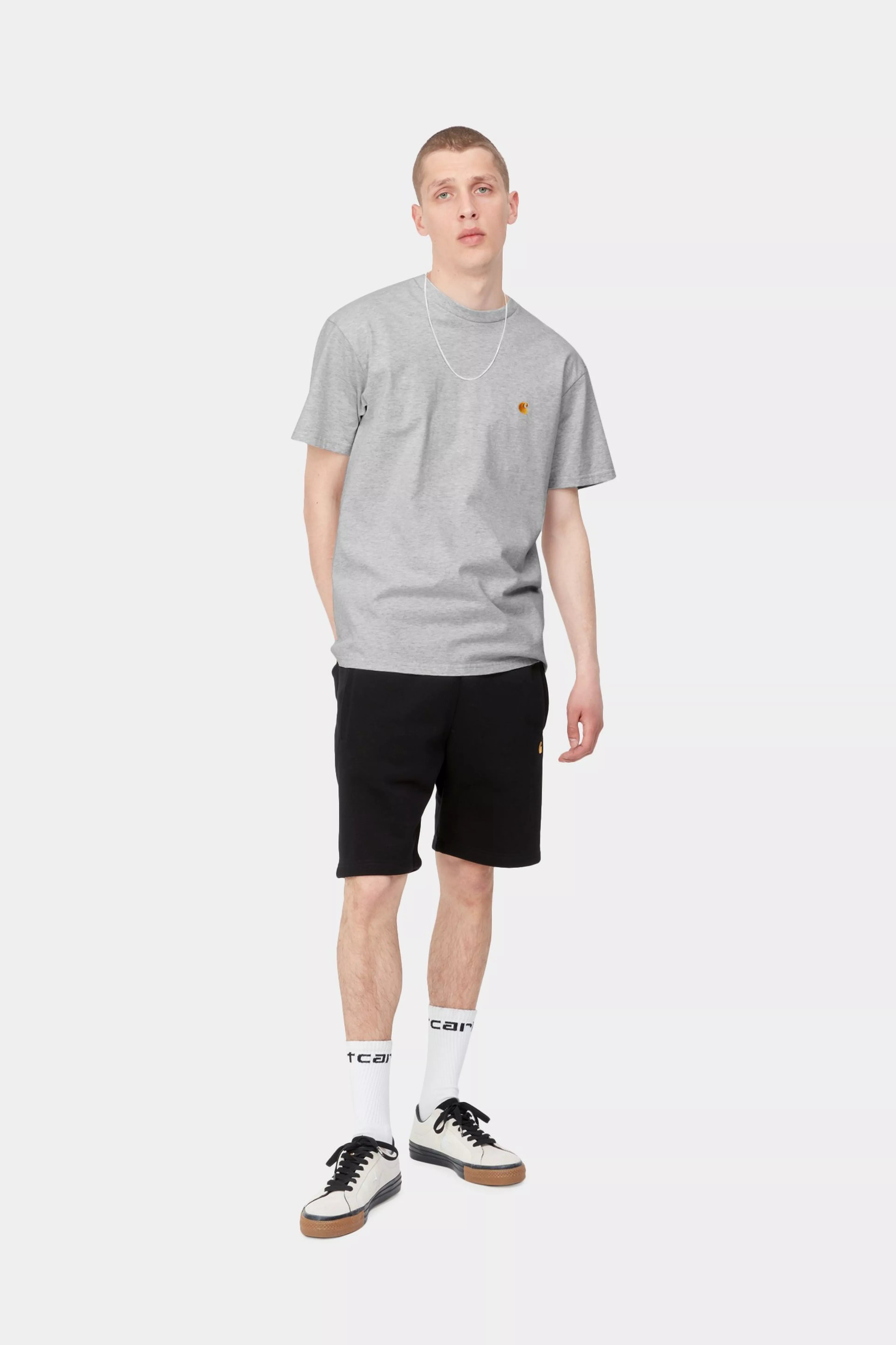 S/S CHASE T-SHIRT - Ash Heather / Gold