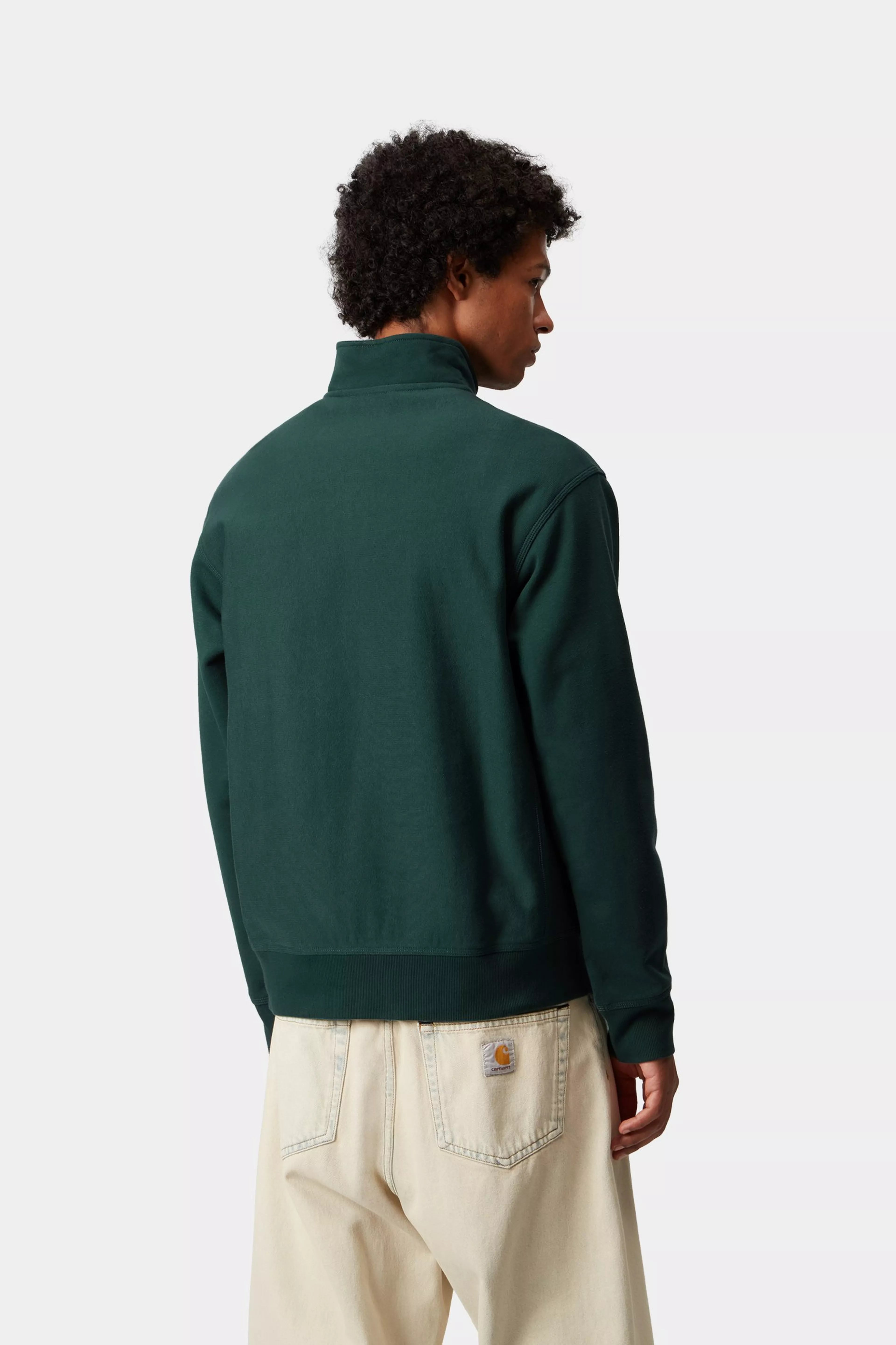 HALF ZIP AMERICAN SCRIPT SWEAT - Dark Fir