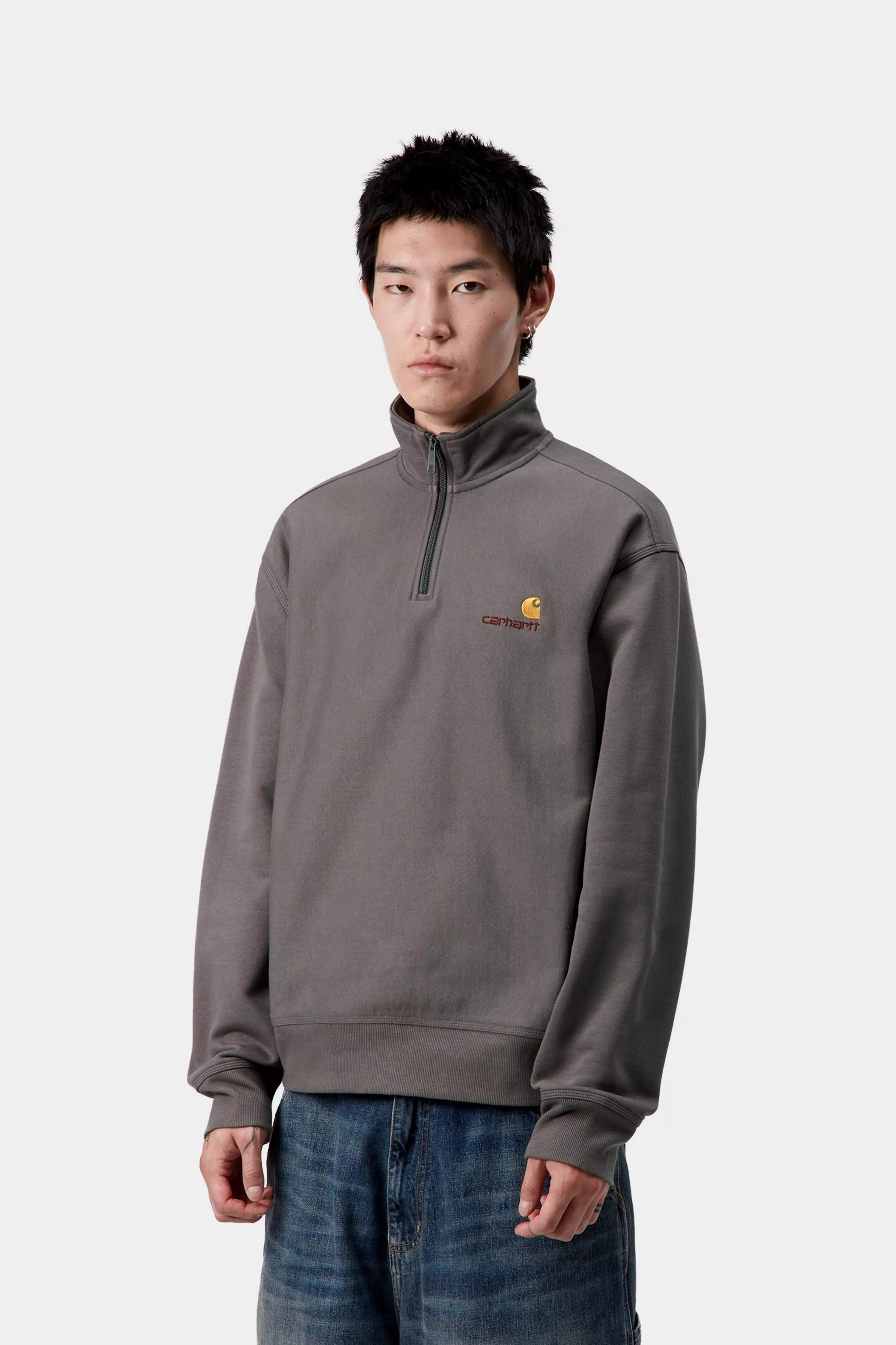 HALF ZIP AMERICAN SCRIPT SWEAT - Porphyry