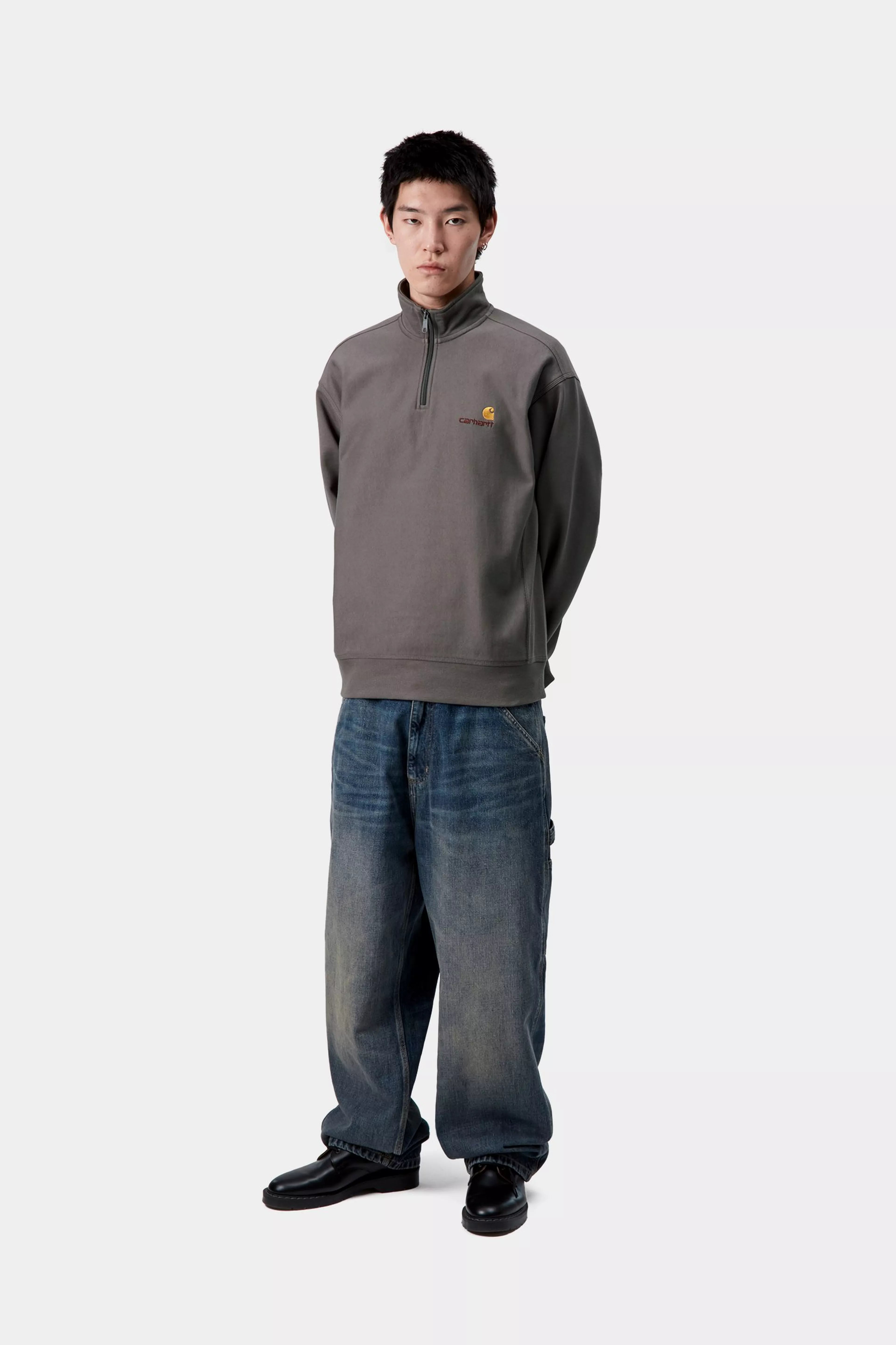 HALF ZIP AMERICAN SCRIPT SWEAT - Porphyry