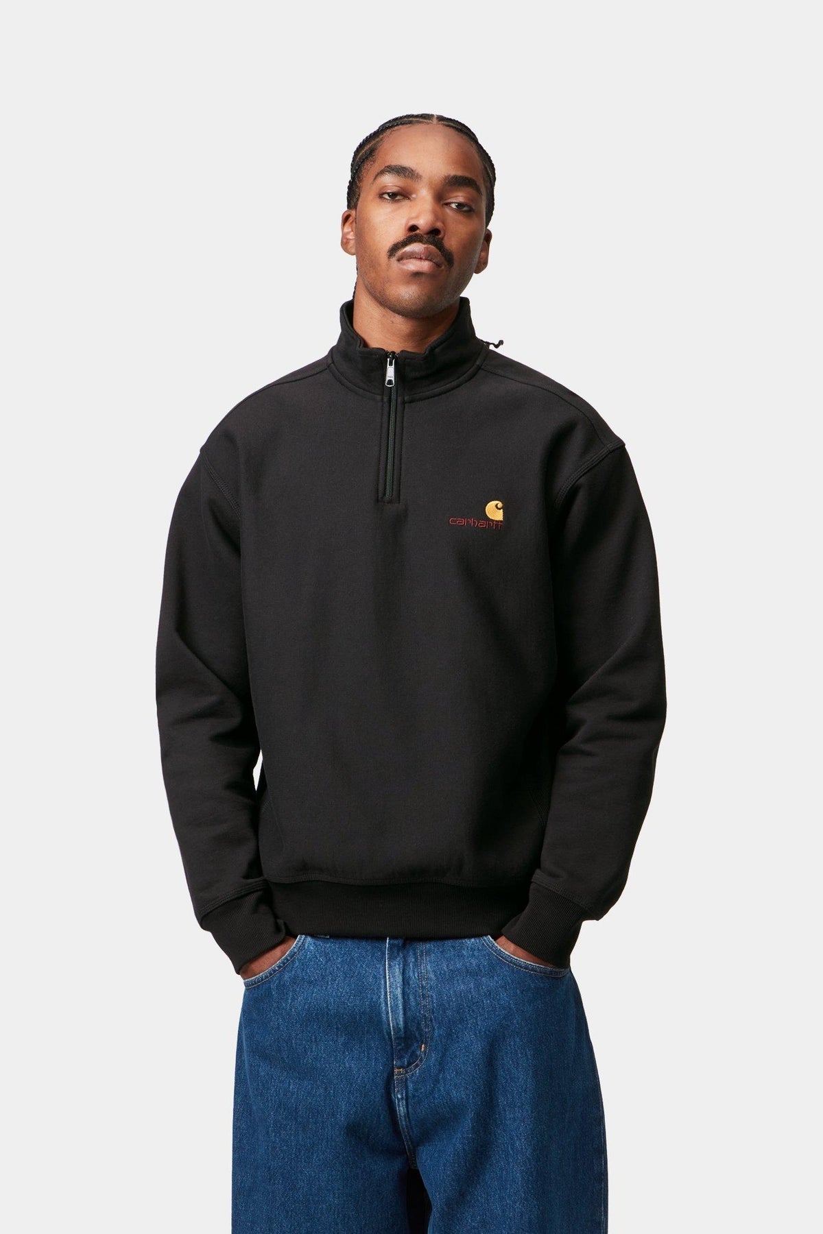Half Zip American Script Sweatshirt - Black