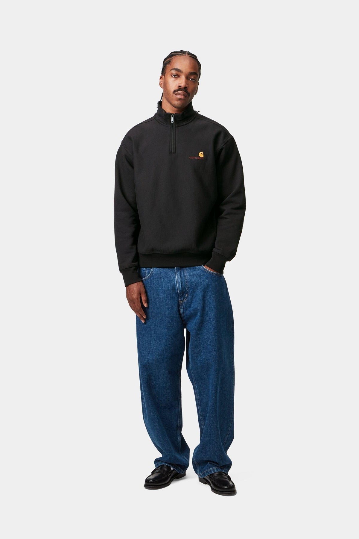 Half Zip American Script Sweatshirt - Black