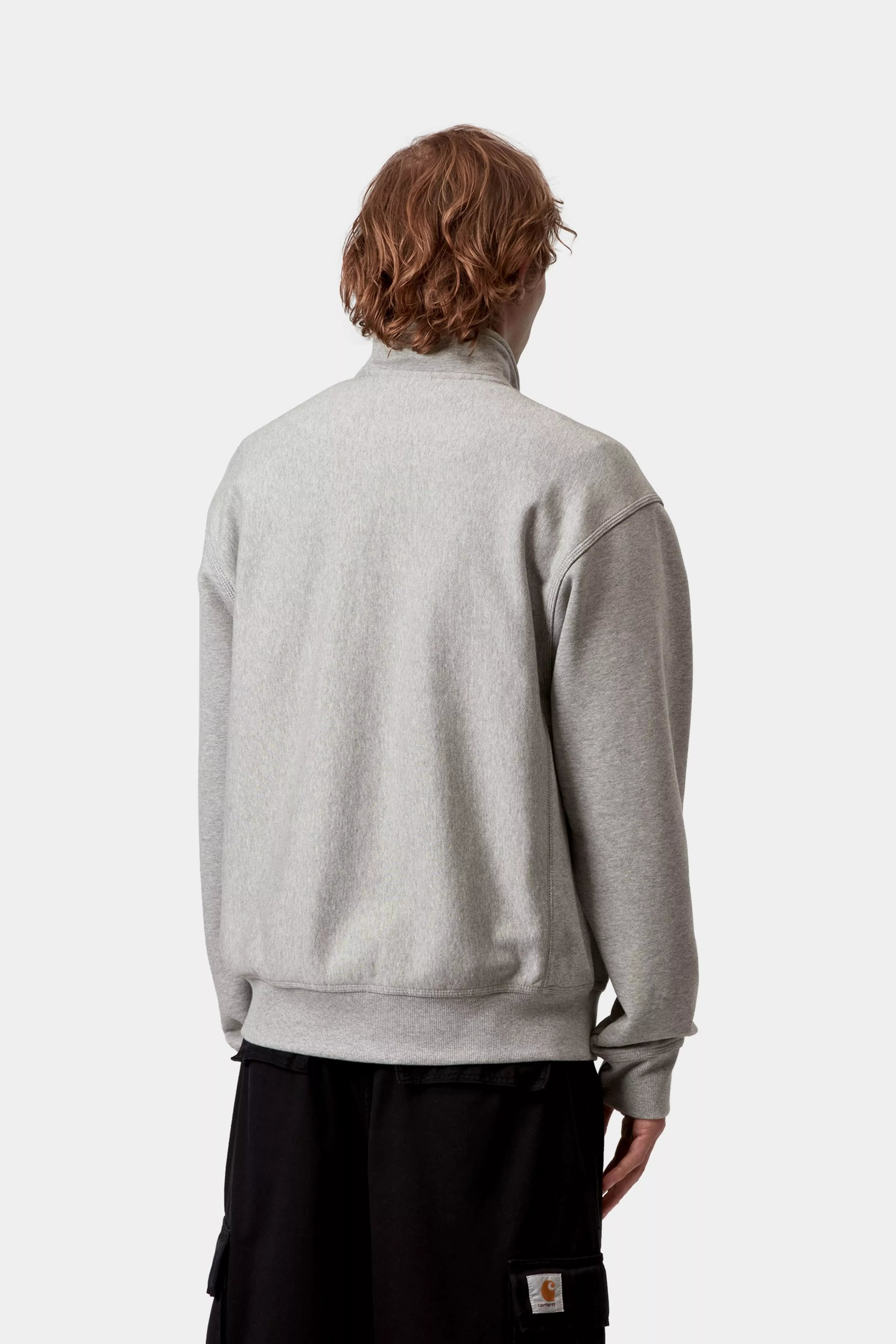 Half Zip American Script Sweat - Grey Heather