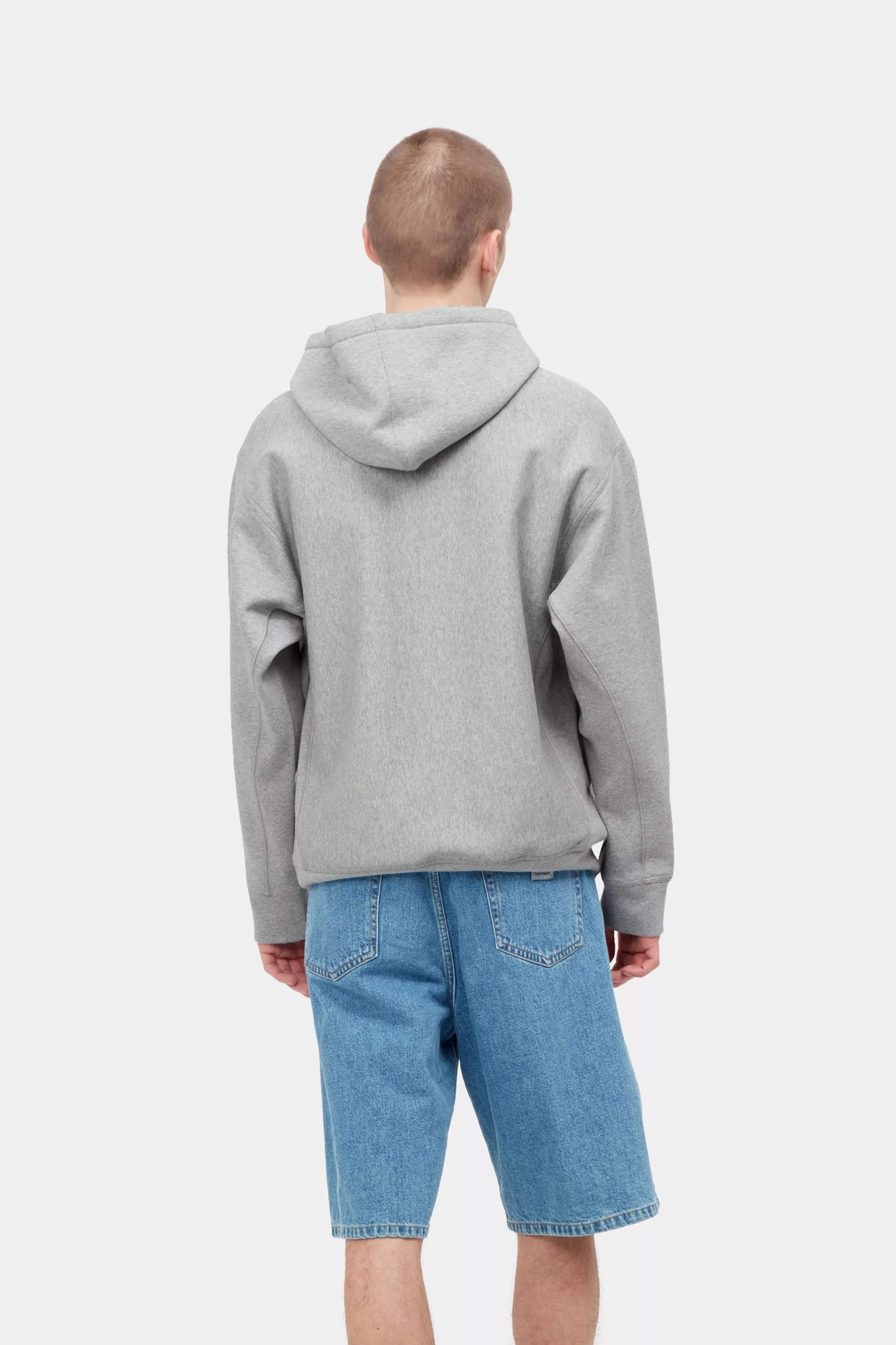 HOODED AMERICAN SCRIPT SWEAT - Grey Heather