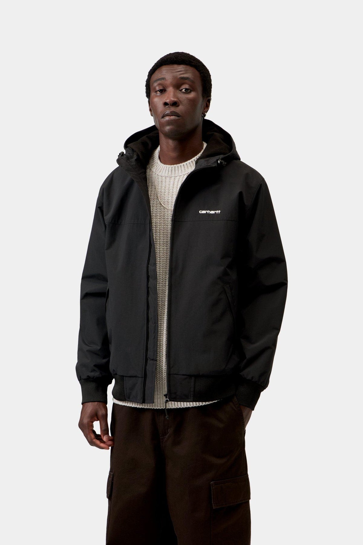 Hooded Sail Jacket - Black / White