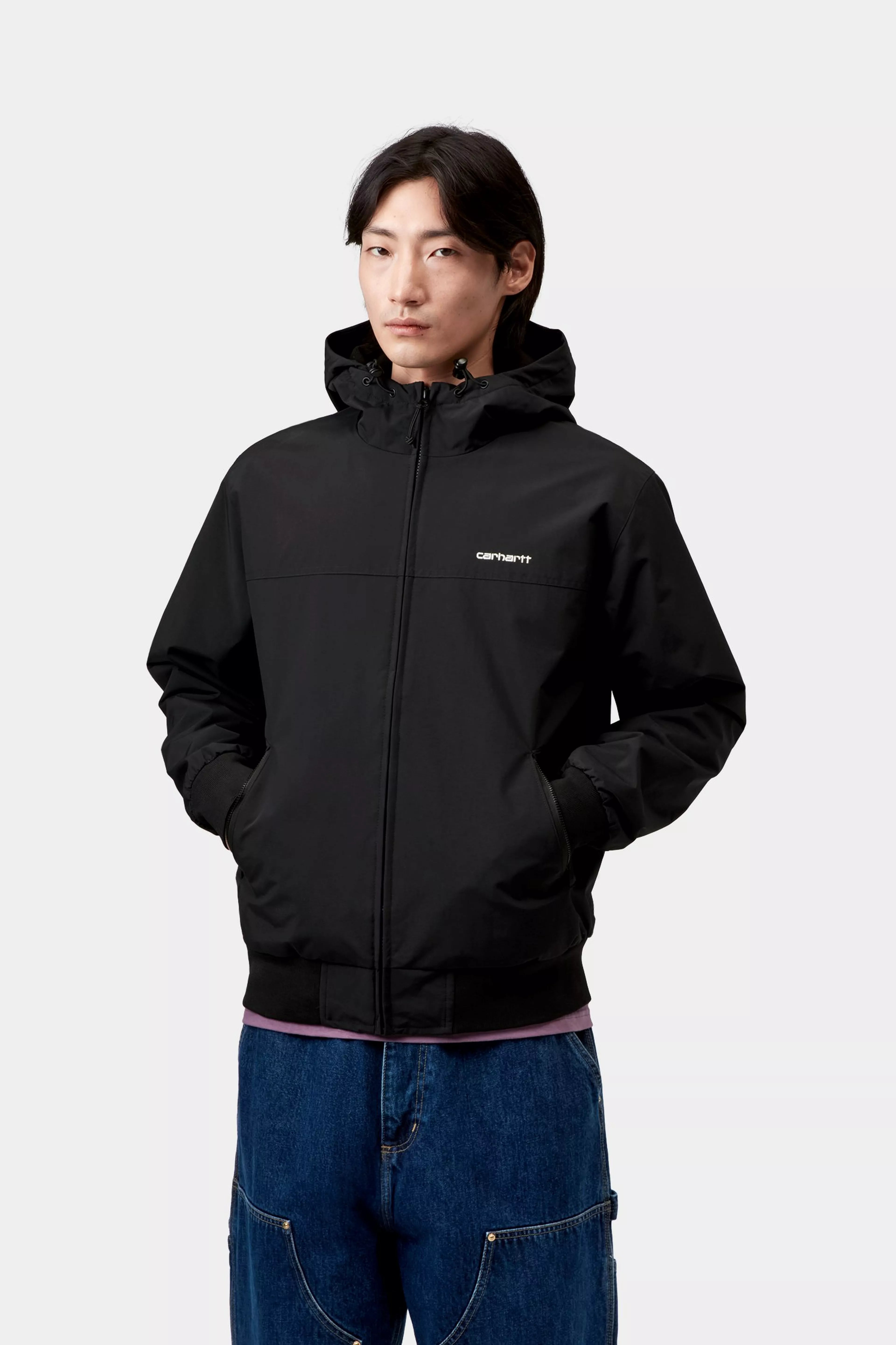 HOODED SAIL JACKET - Black / White