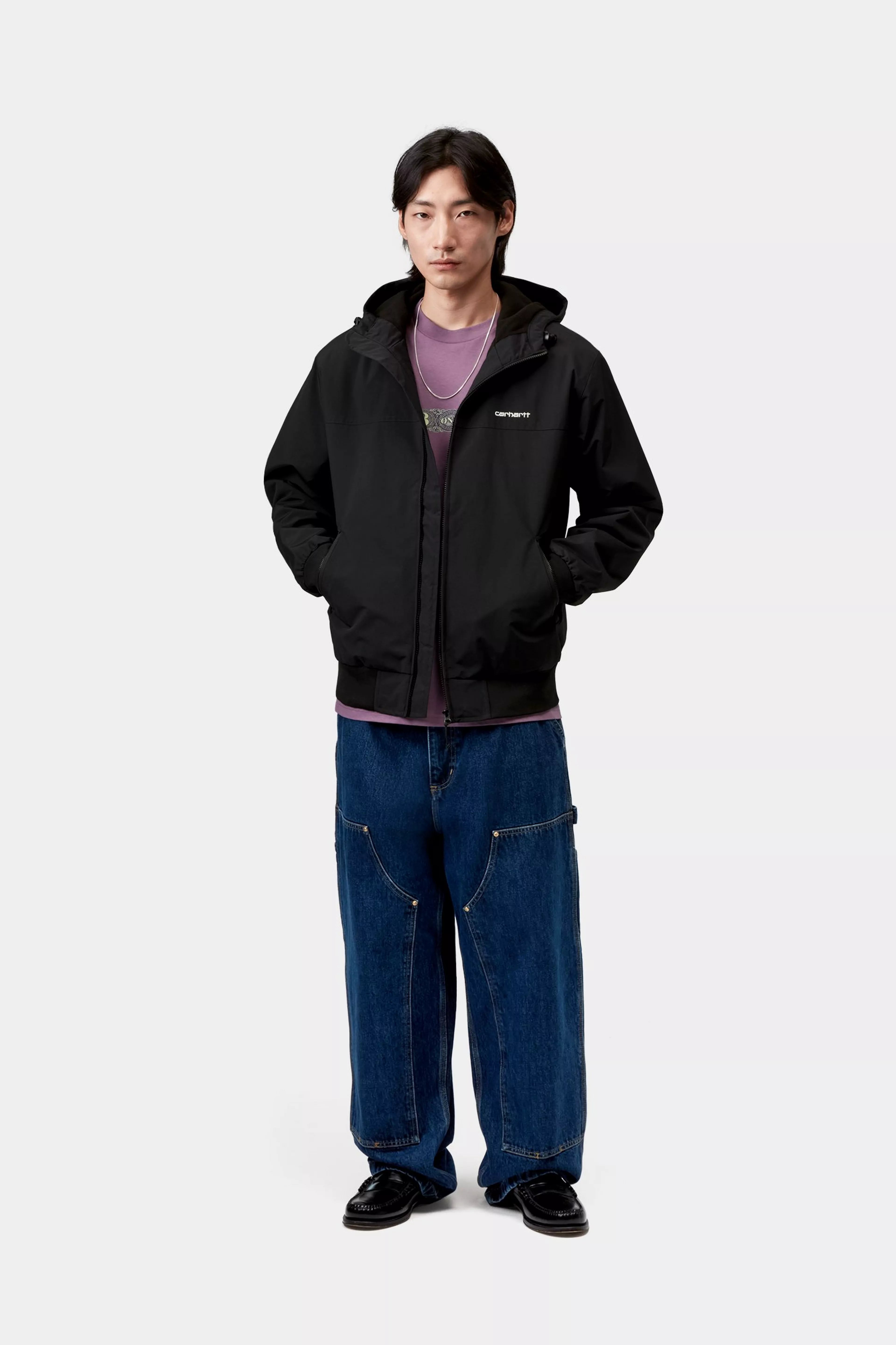 HOODED SAIL JACKET - Black / White