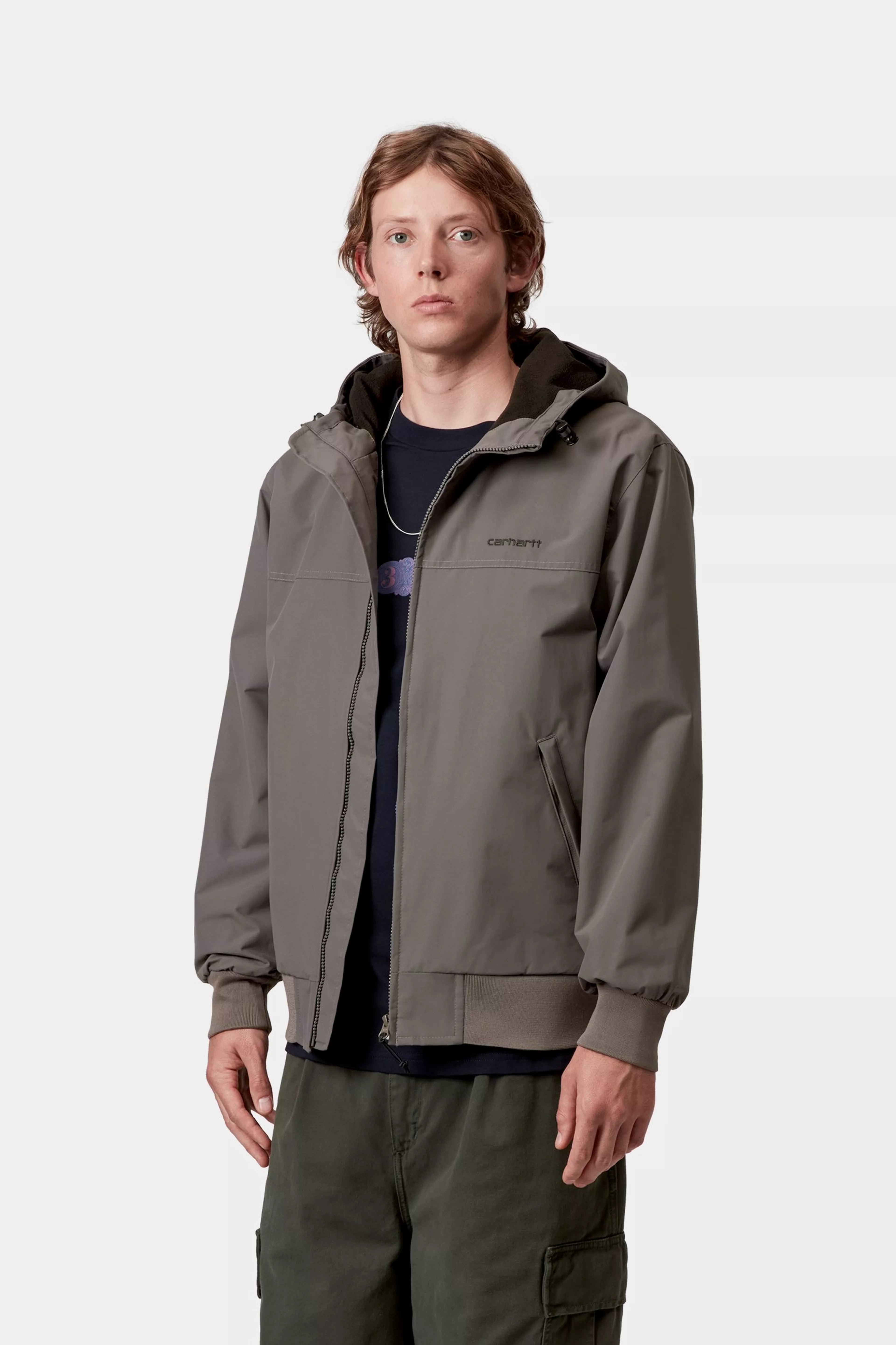 HOODED SAIL JACKET - Porphyry / Black