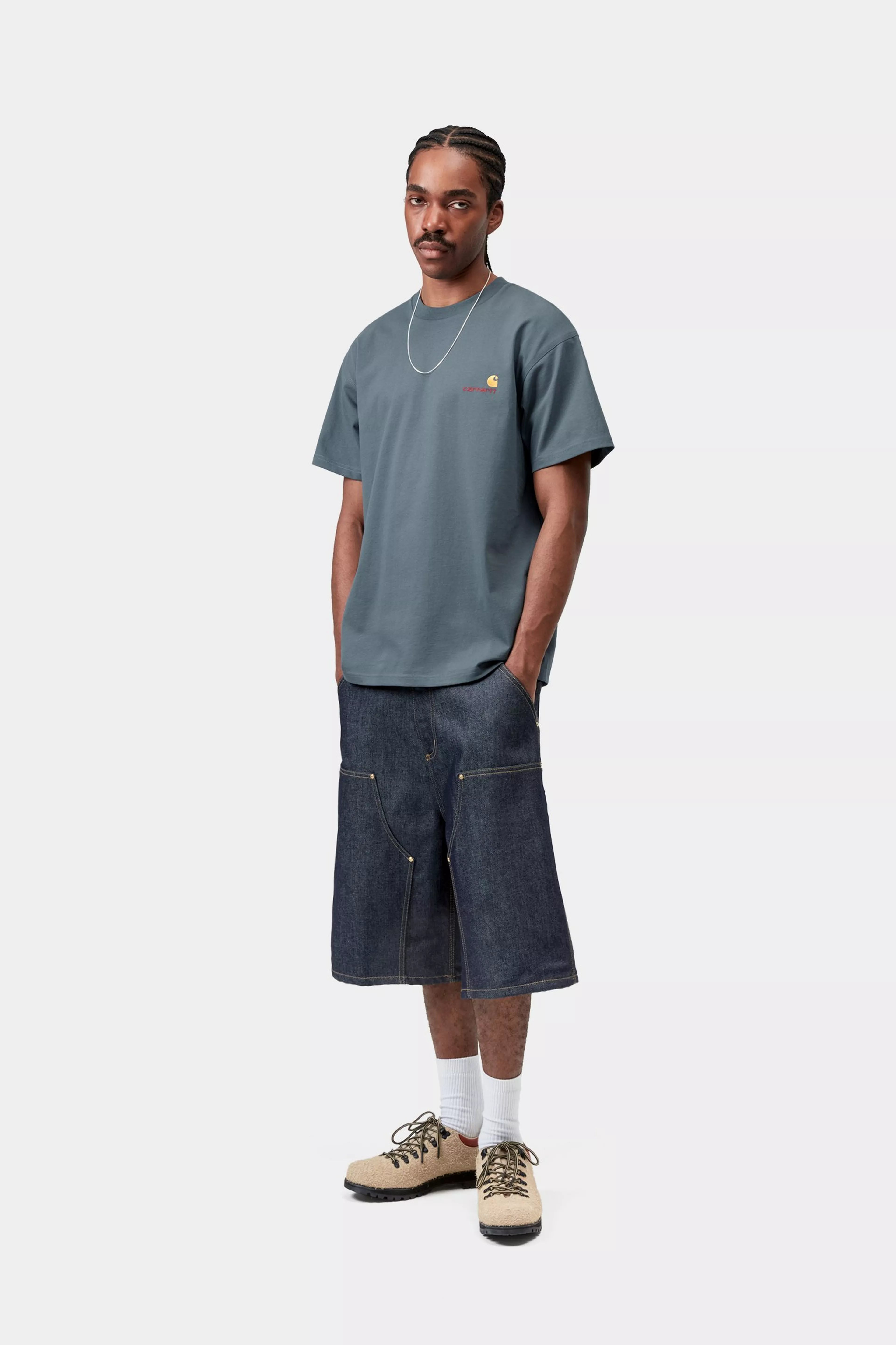 S/S American Script T-Shirt - Office Blue