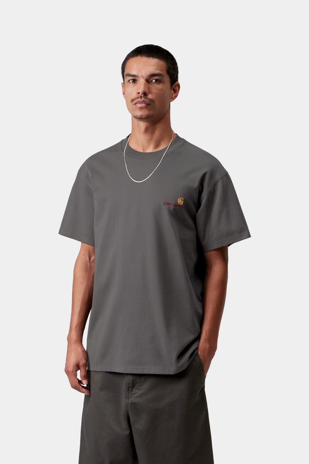 S/S American Script T-Shirt - Graphite