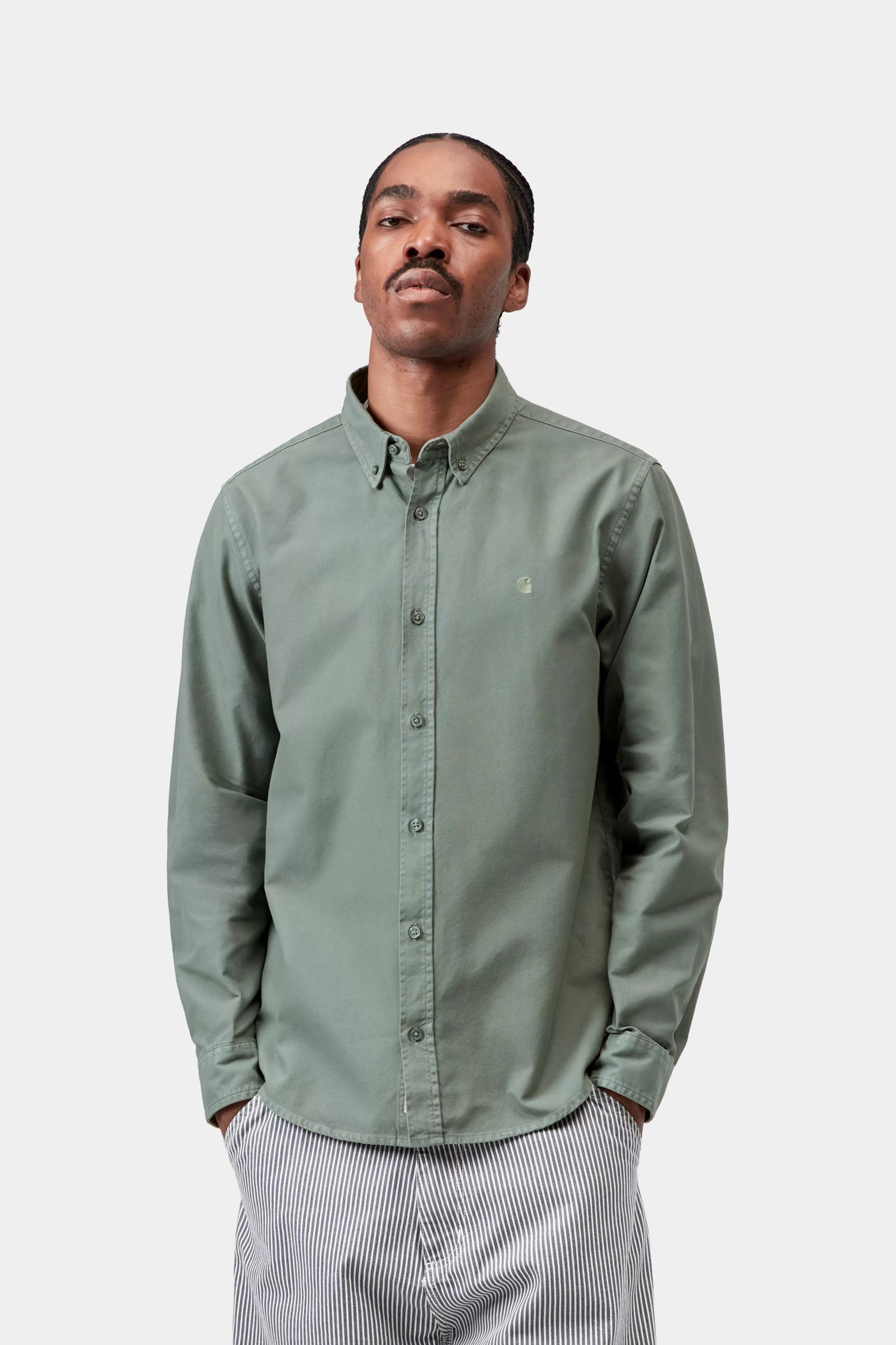 L/S Bolton Shirt - Green (garment dyed)