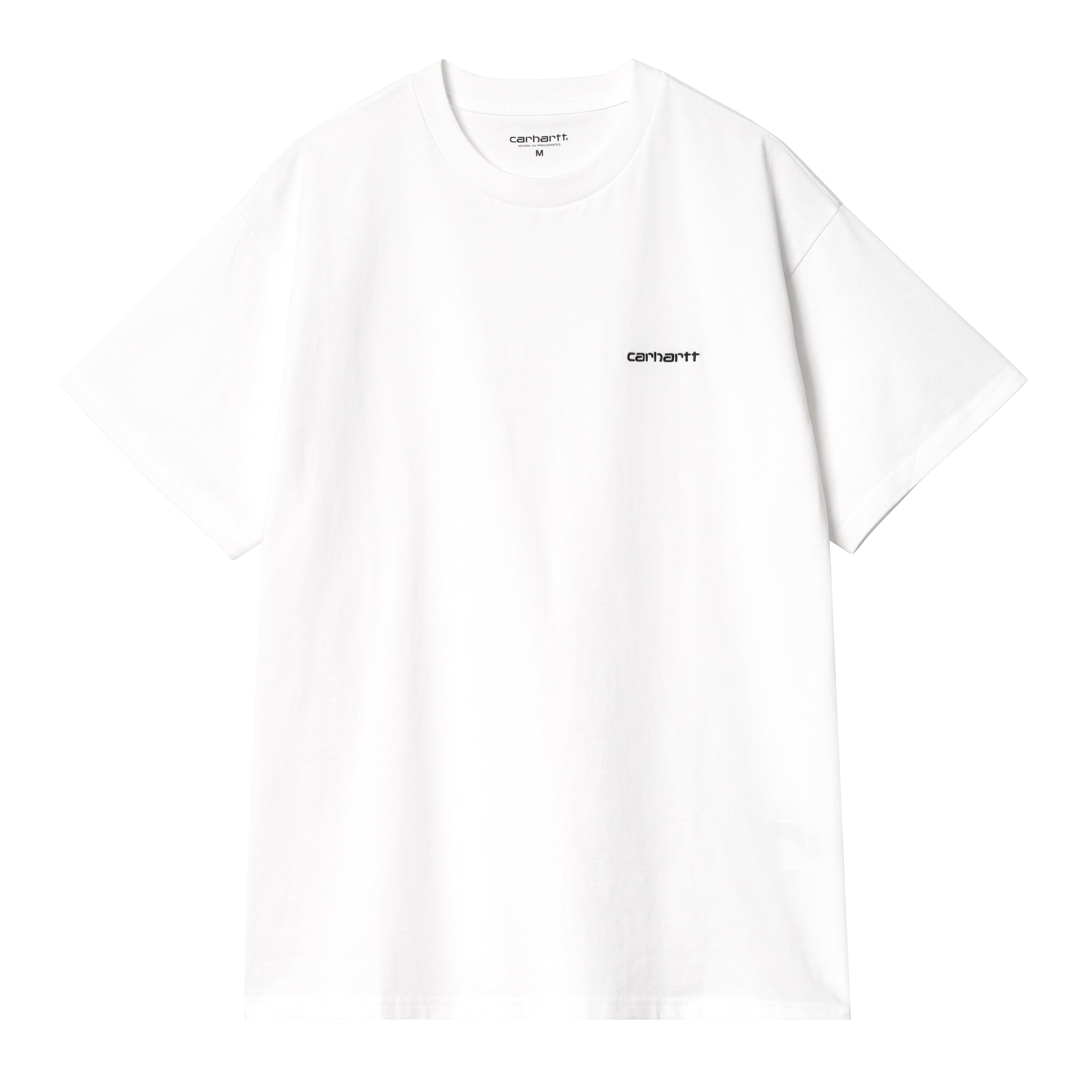 S/S Script Embroidery T-Shirt - White / Black