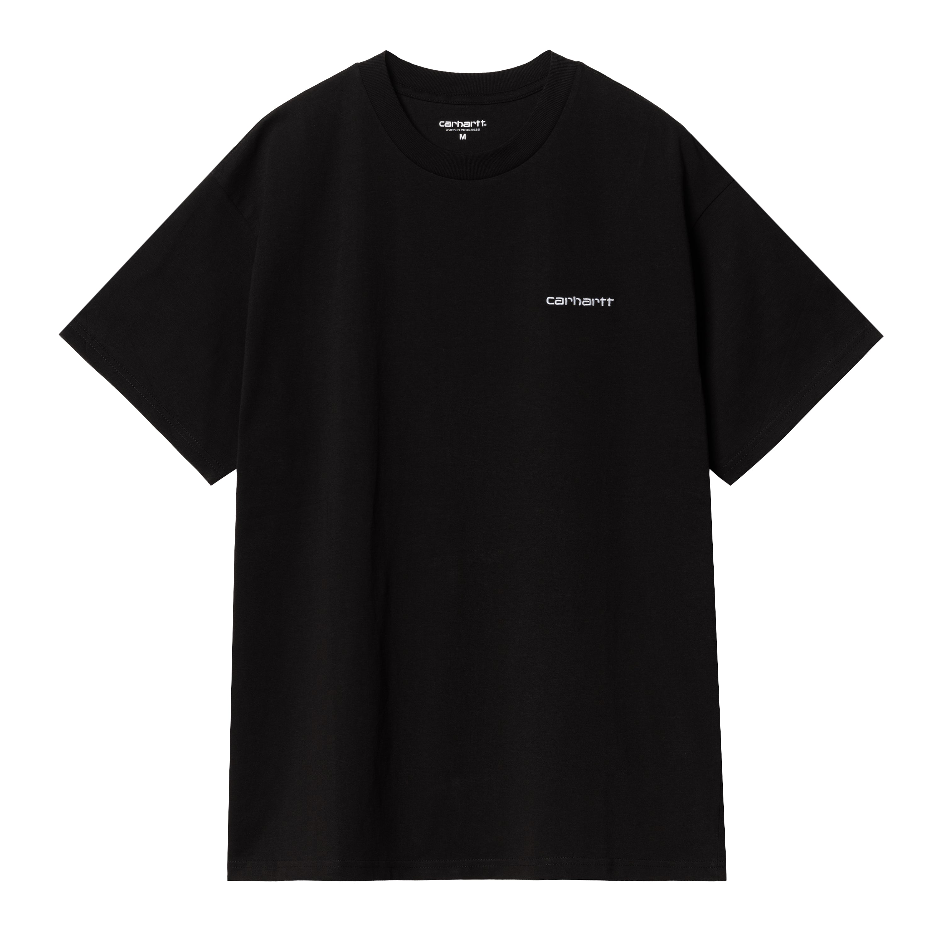 S/S Script Embroidery T-Shirt - Black / White