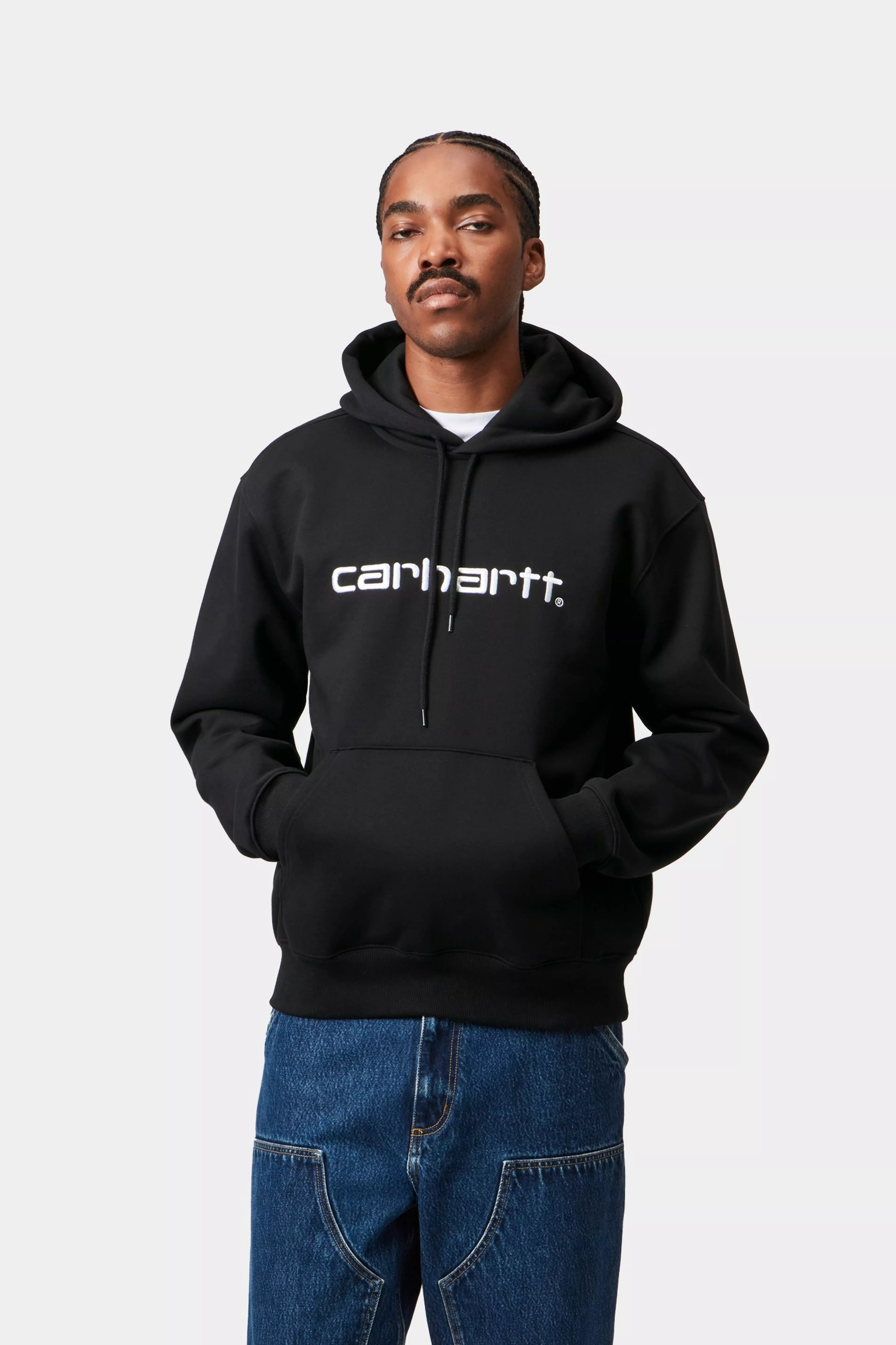 HOODED CARHARTT SWEAT - Black / White