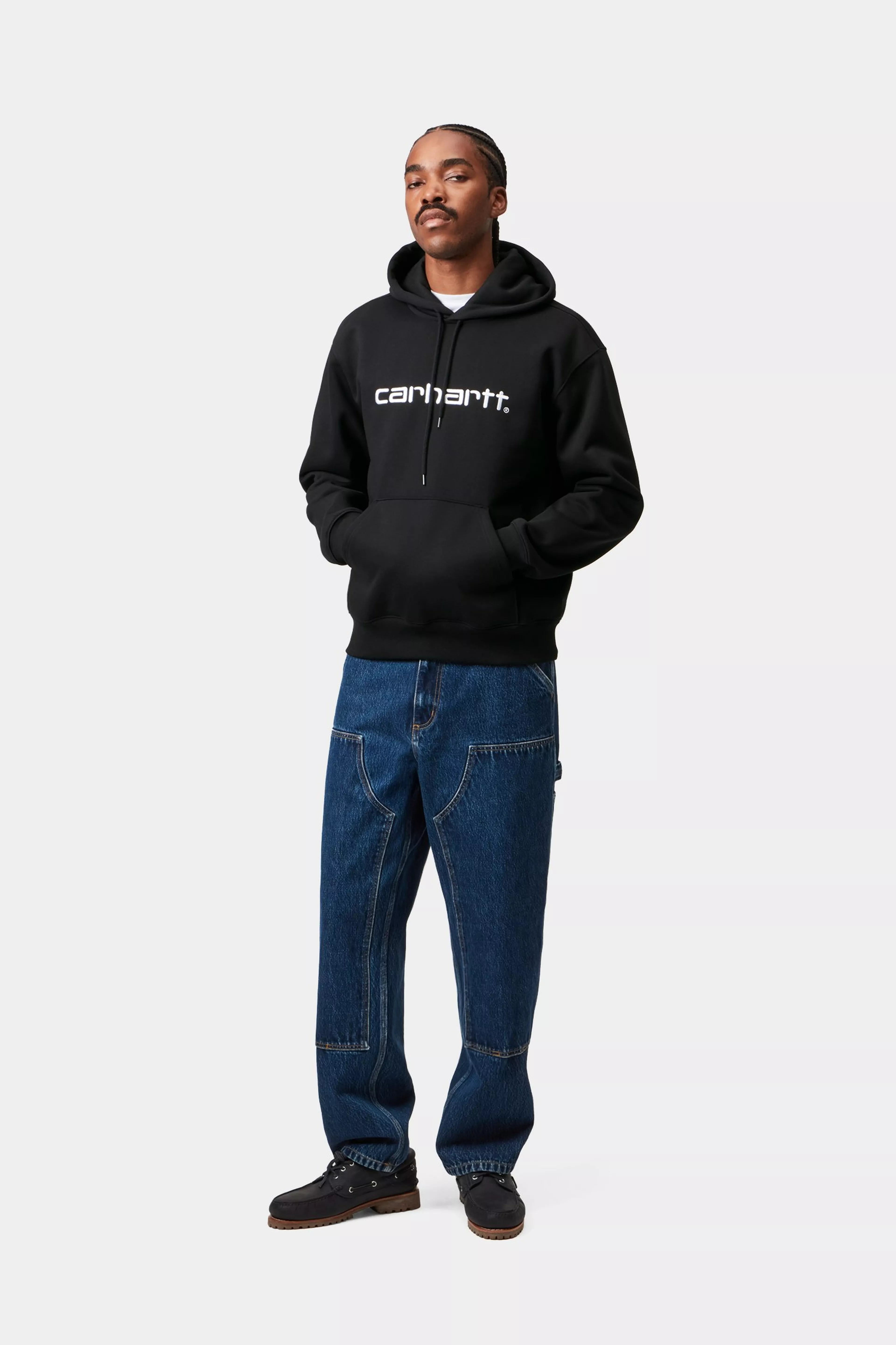 HOODED CARHARTT SWEAT - Black / White