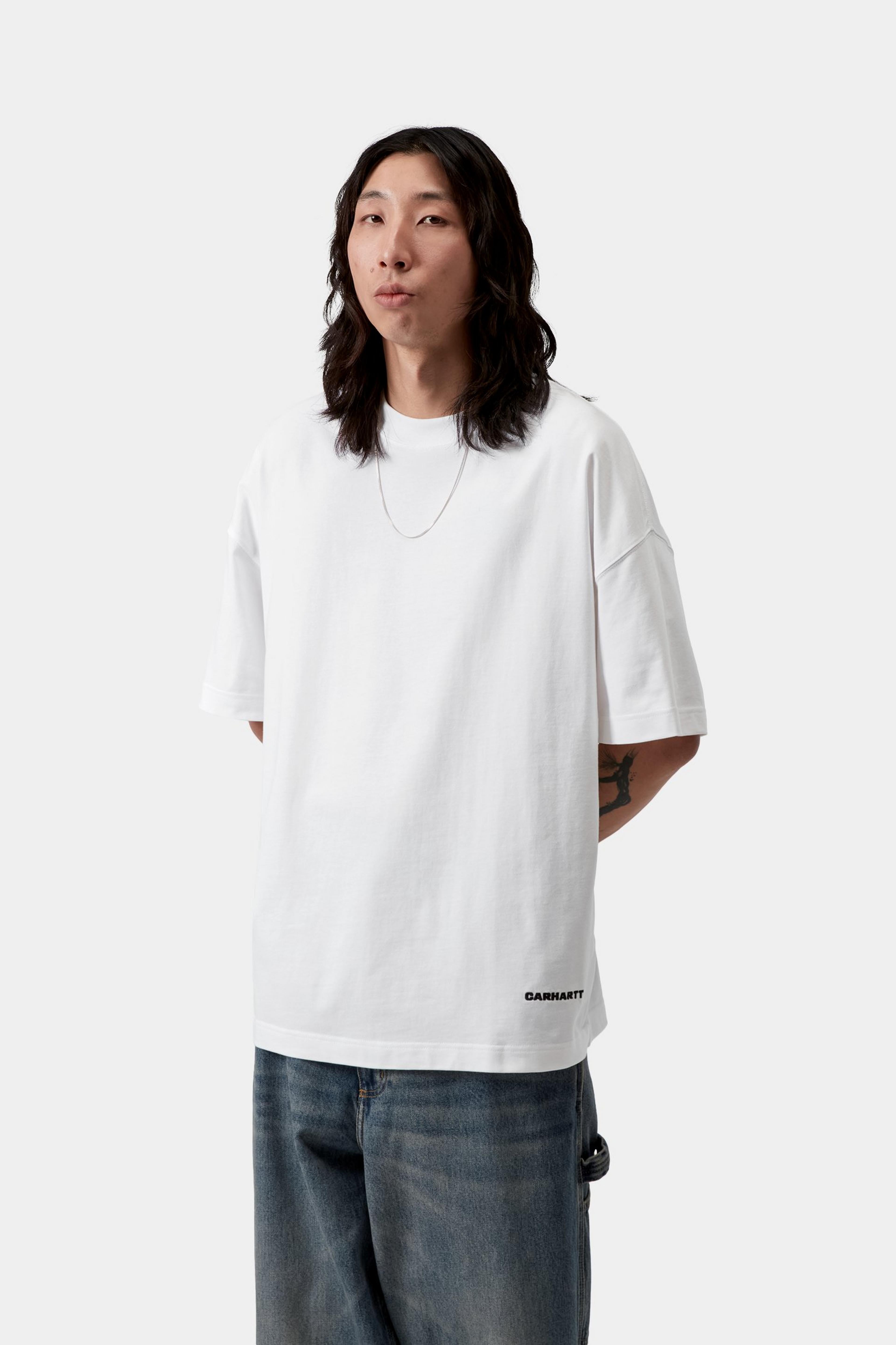 S/S Link Script T-Shirt - White / Black