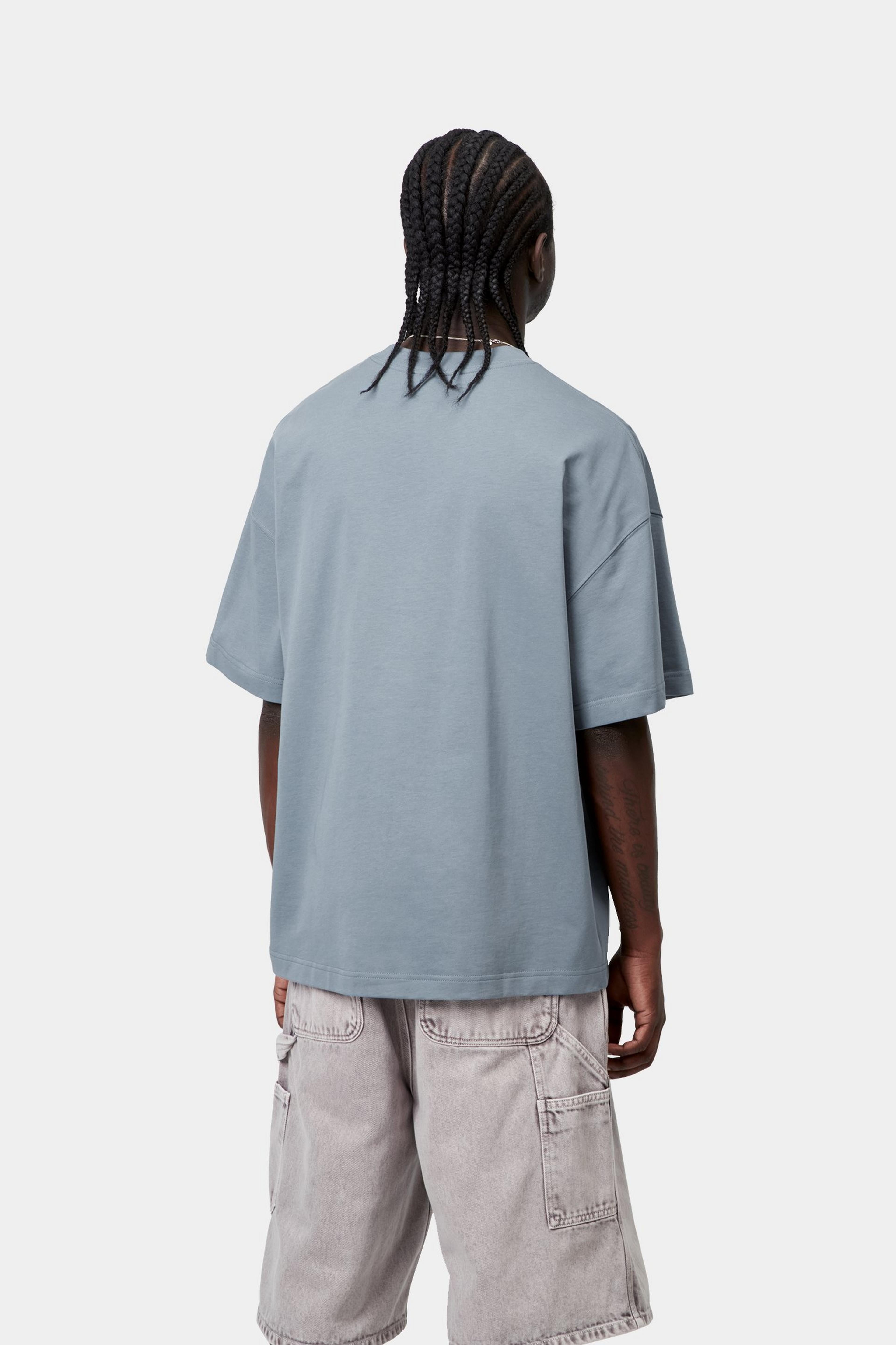 S/S Link Script T-Shirt - Velvet Blue / White