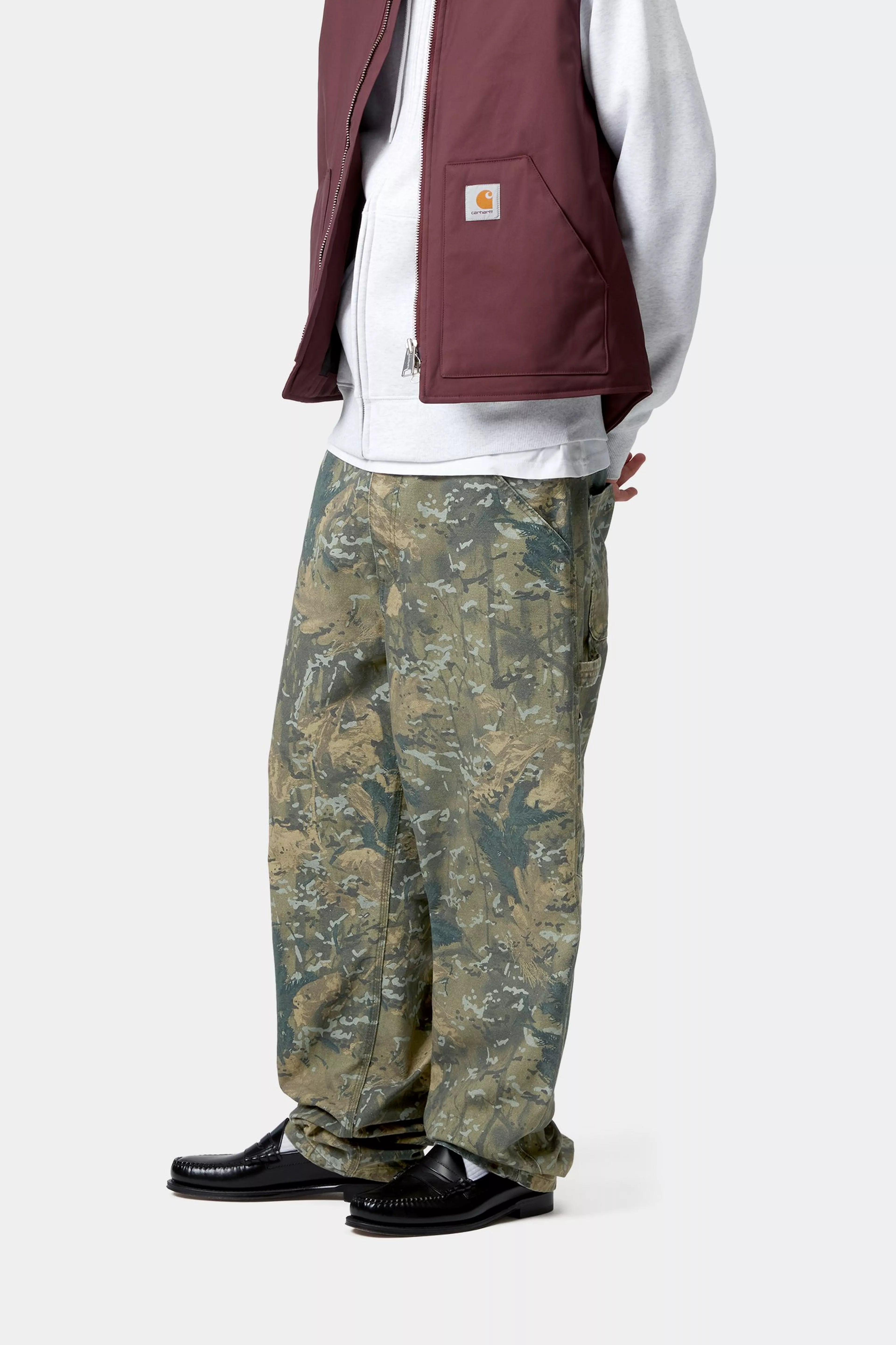 SINGLE KNEE PANT - Camo Combi, Green (stone washed)