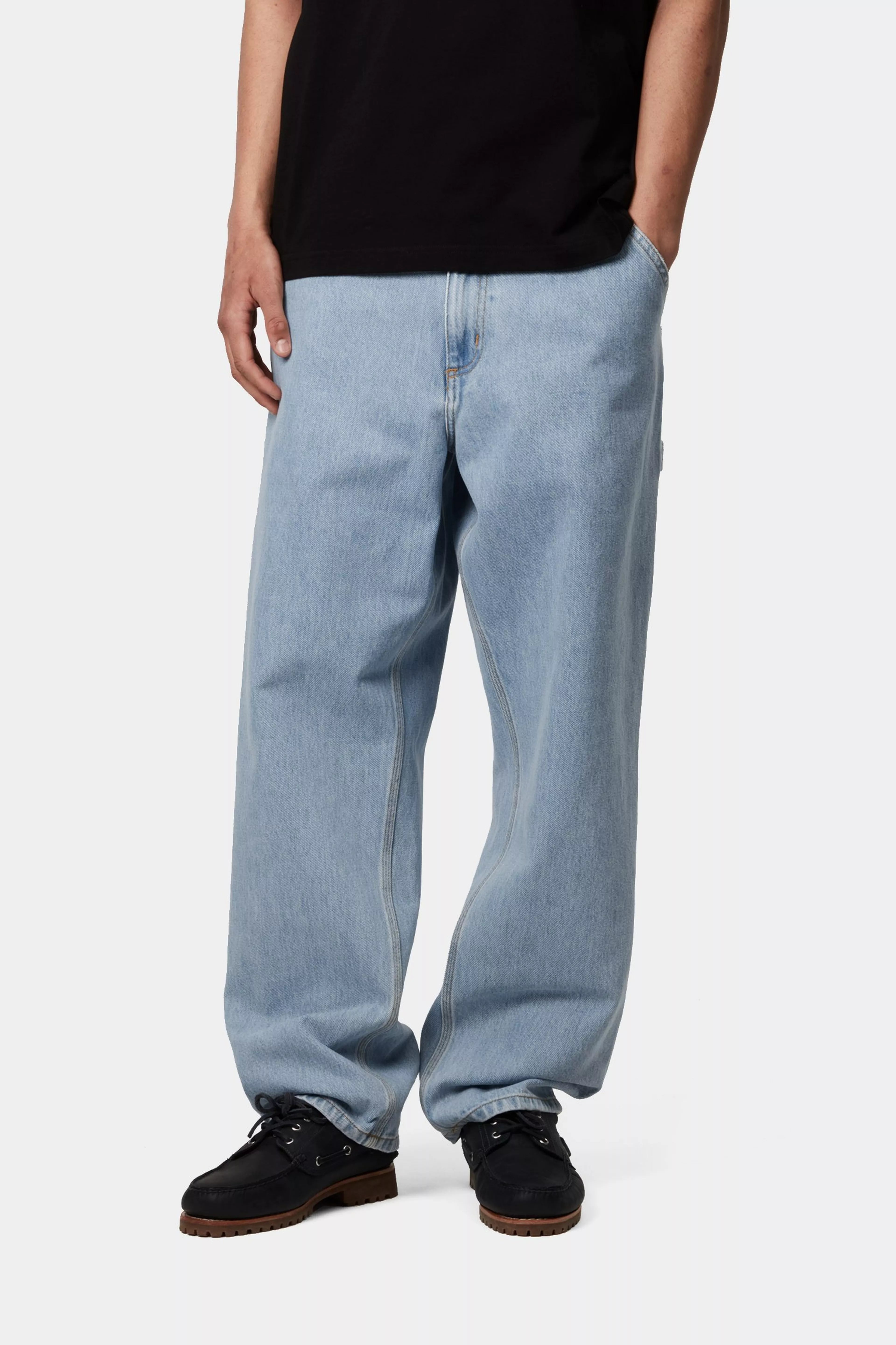 SINGLE KNEE PANT - Blue (heavy stone bleached)