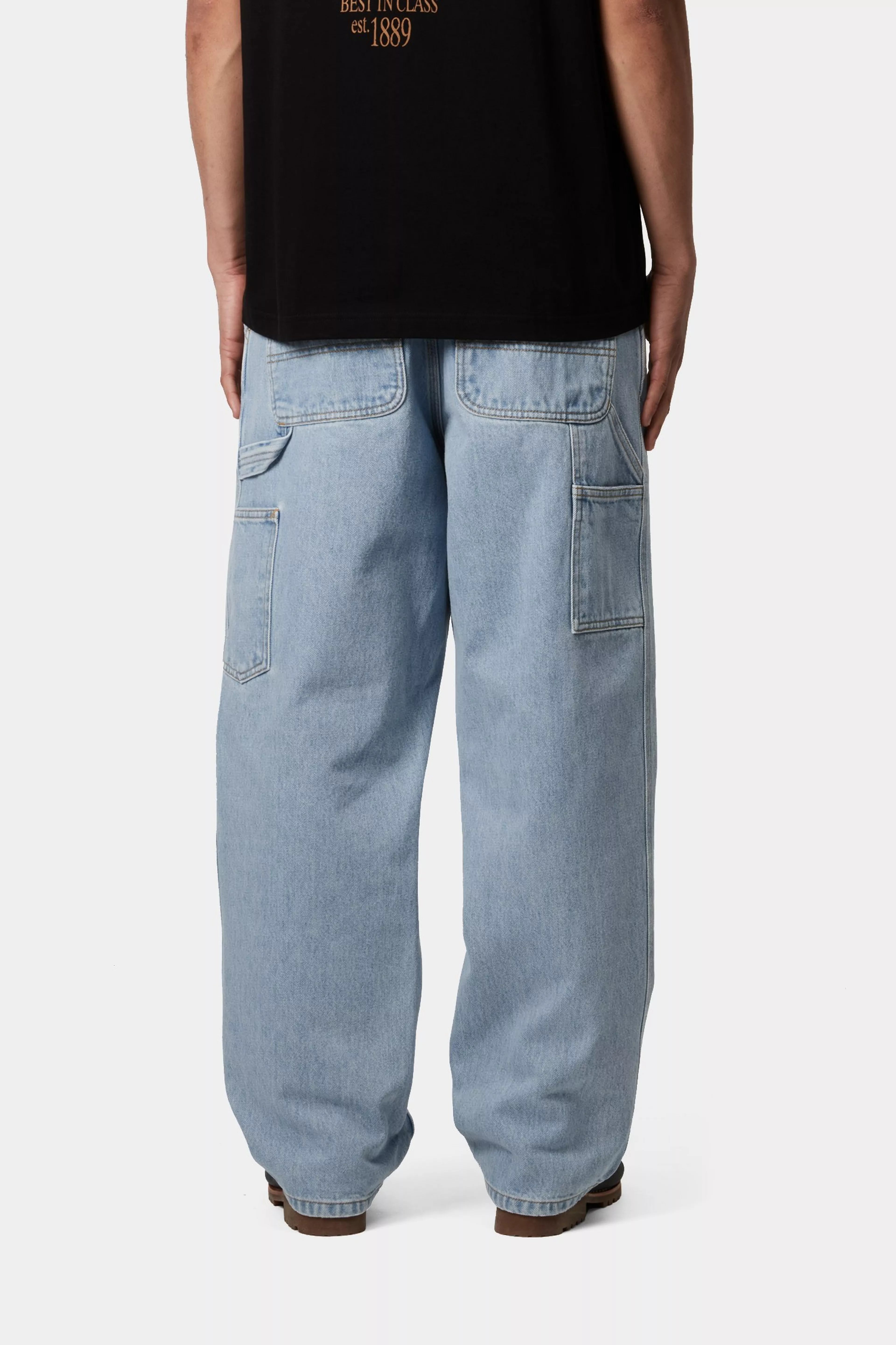 SINGLE KNEE PANT - Blue (heavy stone bleached)