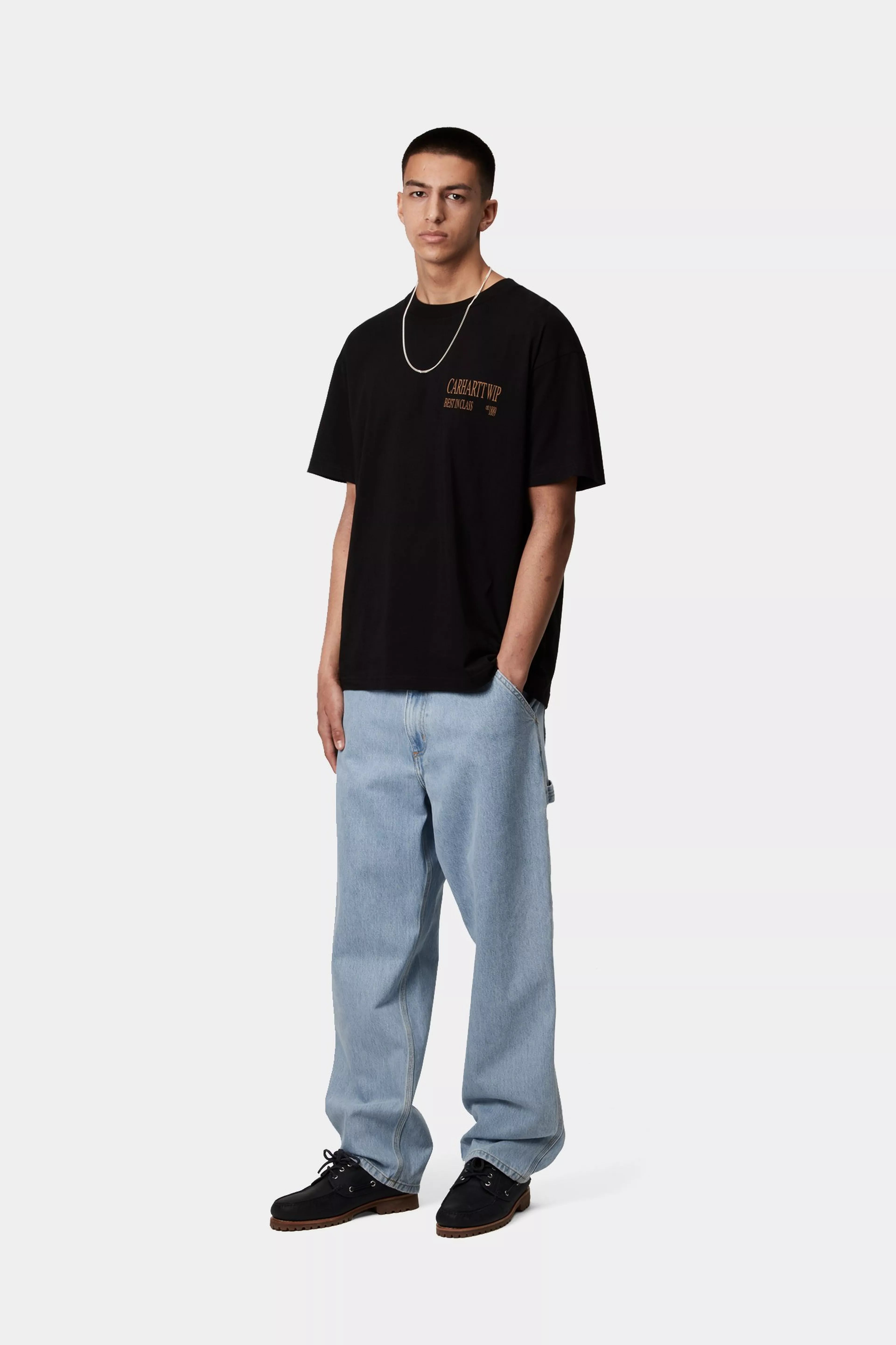 SINGLE KNEE PANT - Blue (heavy stone bleached)