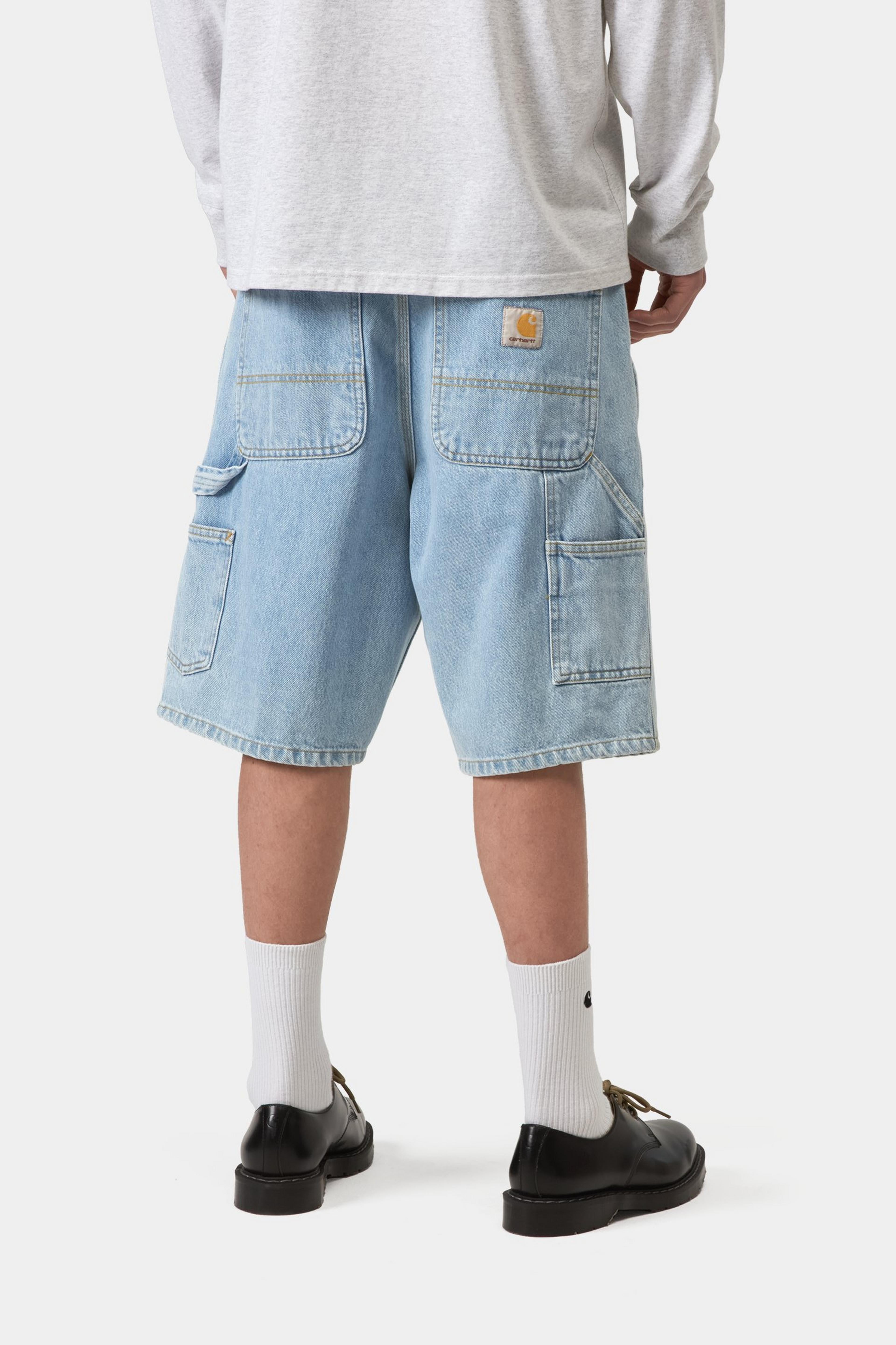 Single Knee Short - Blue (heavy stone bleached)