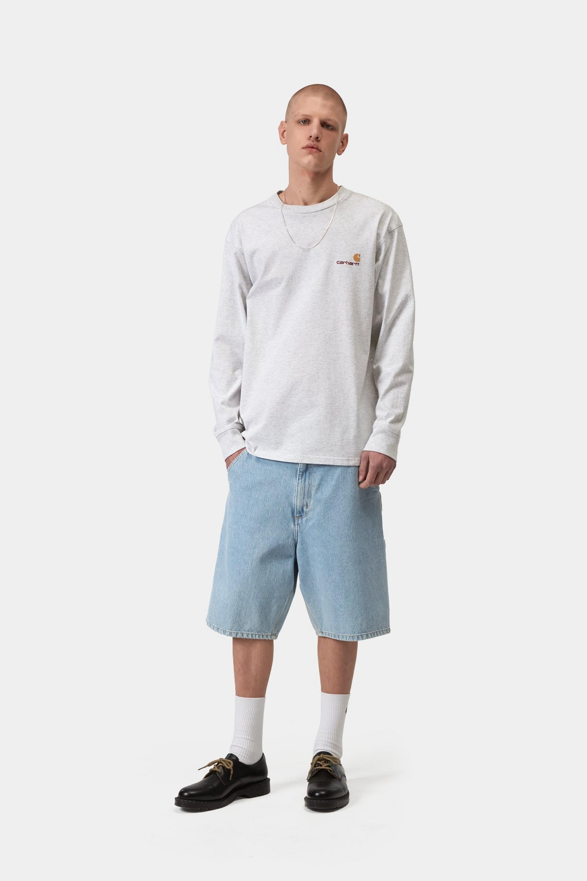 Single Knee Short - Blue (heavy stone bleached)