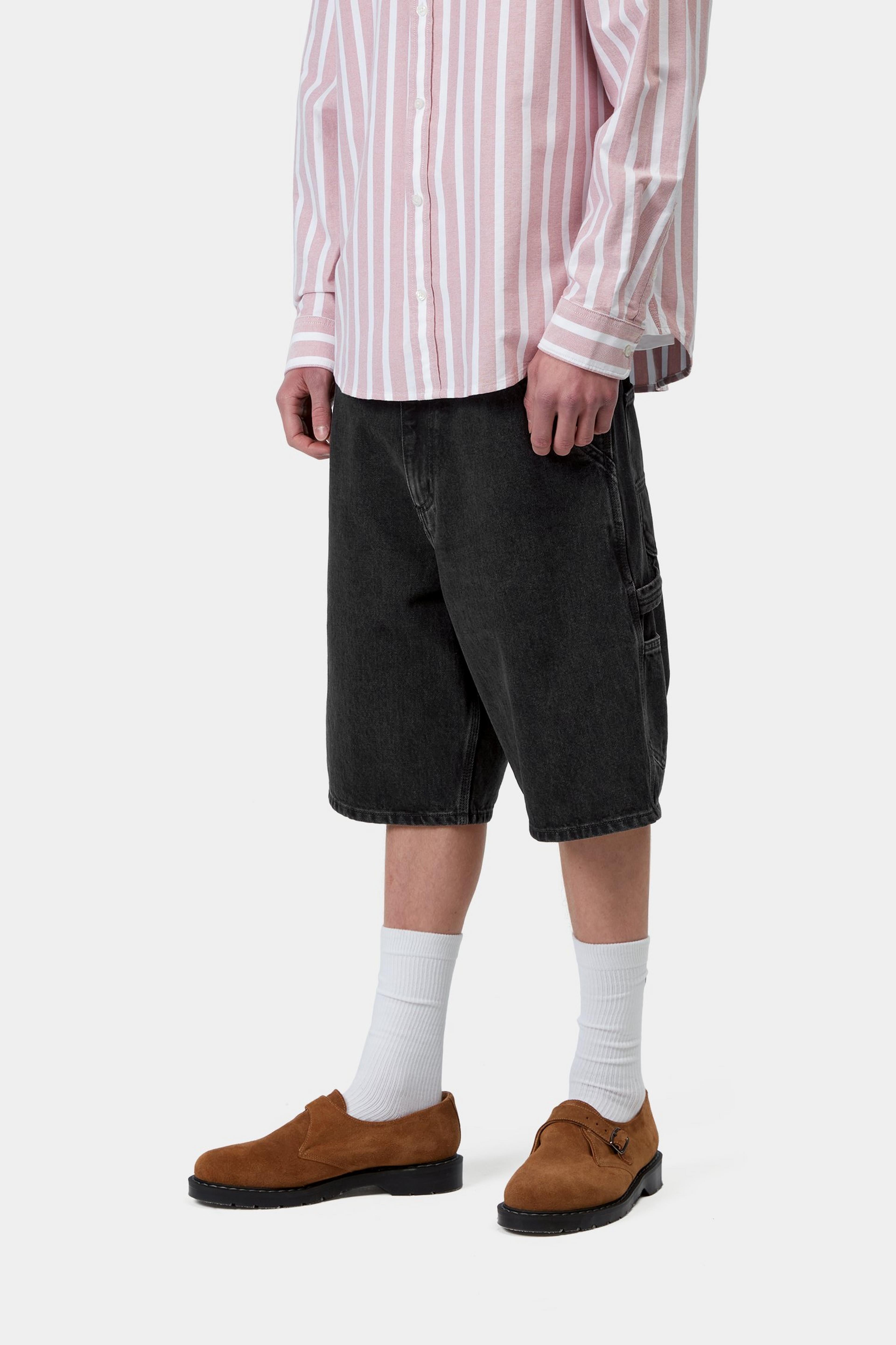 Single Knee Short - Black (stone washed)