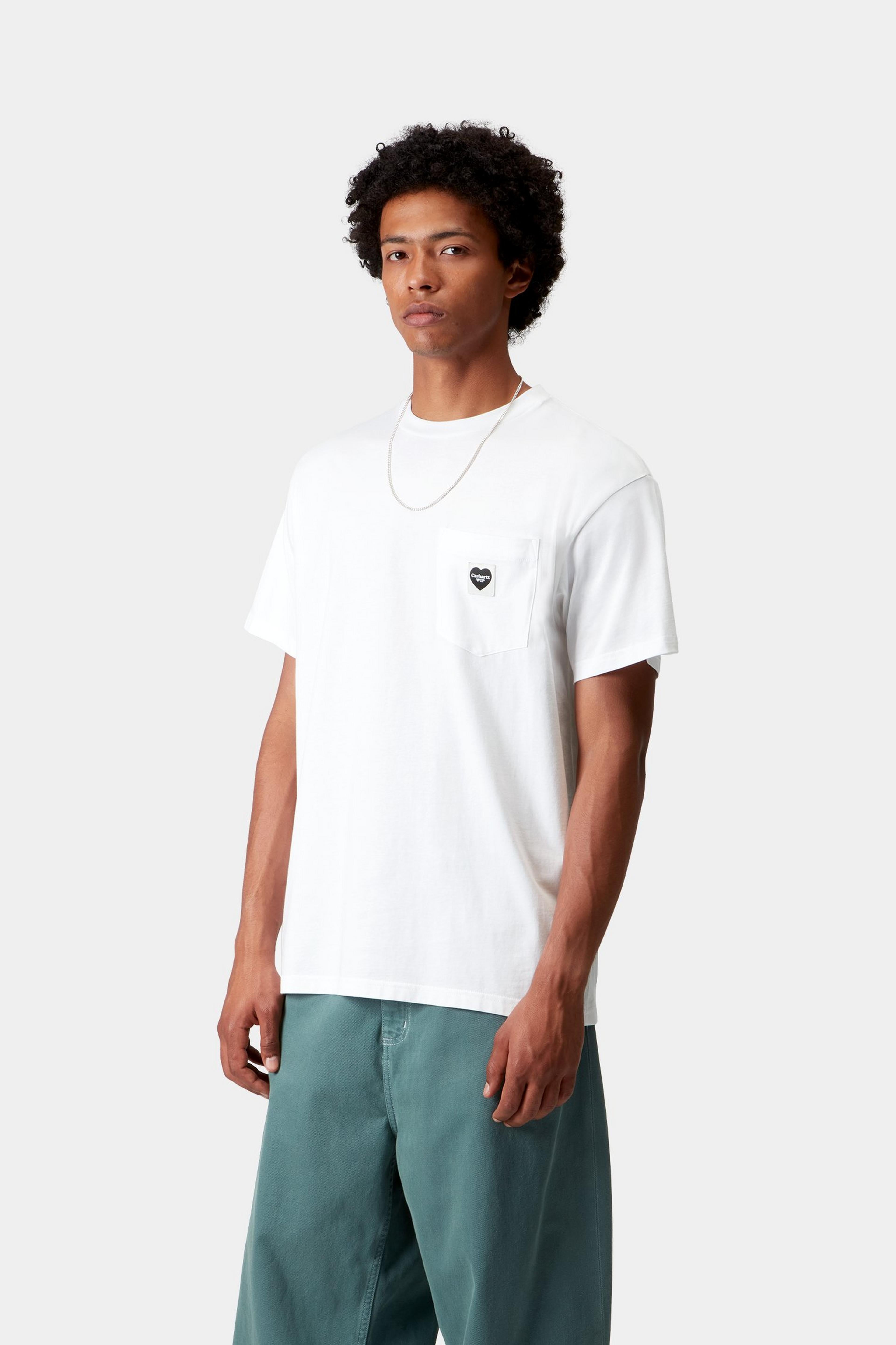 S/S Pocket Heart T-Shirt - White / Black