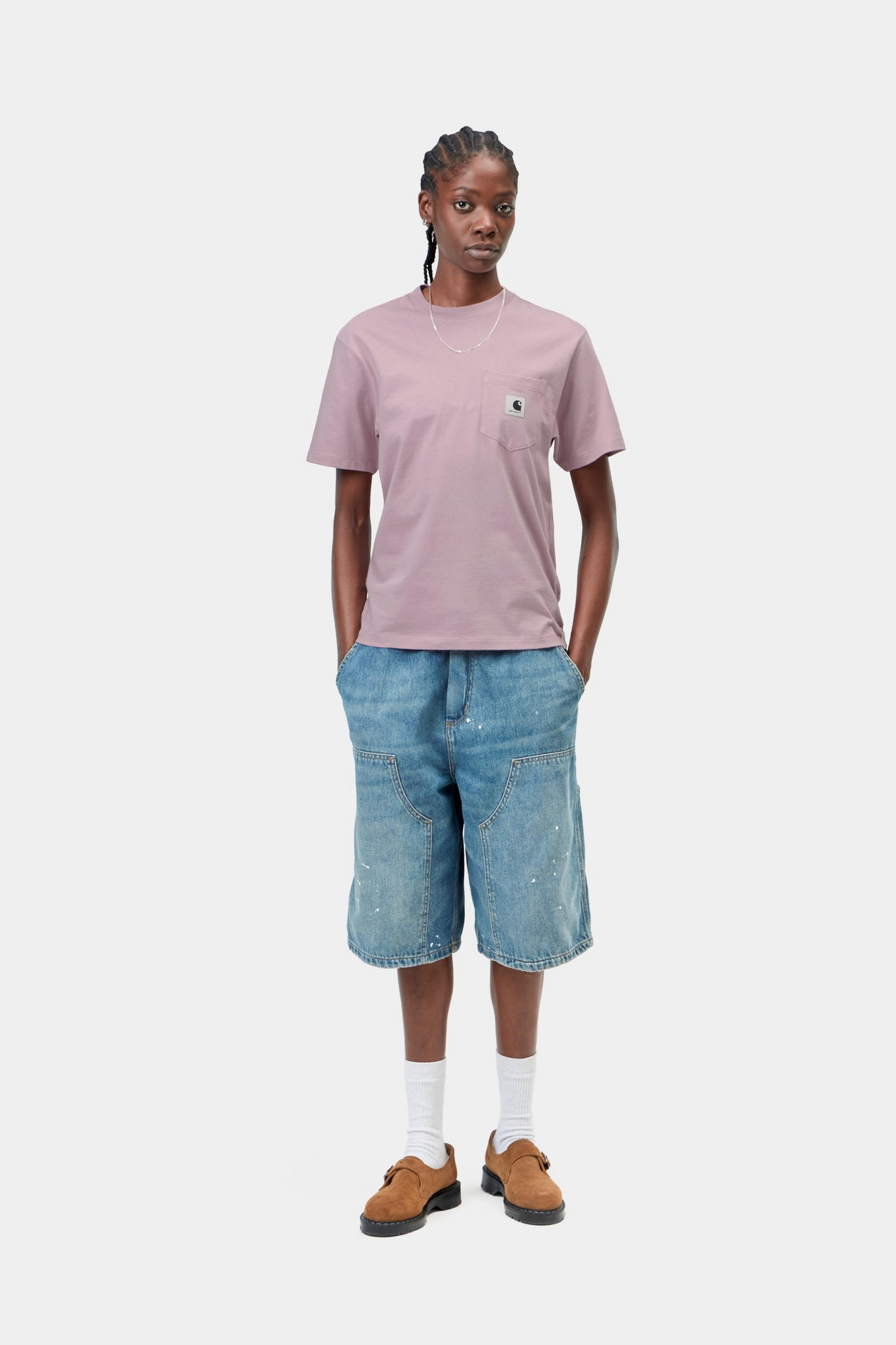 W' S/S Pocket T-Shirt - Hortensia