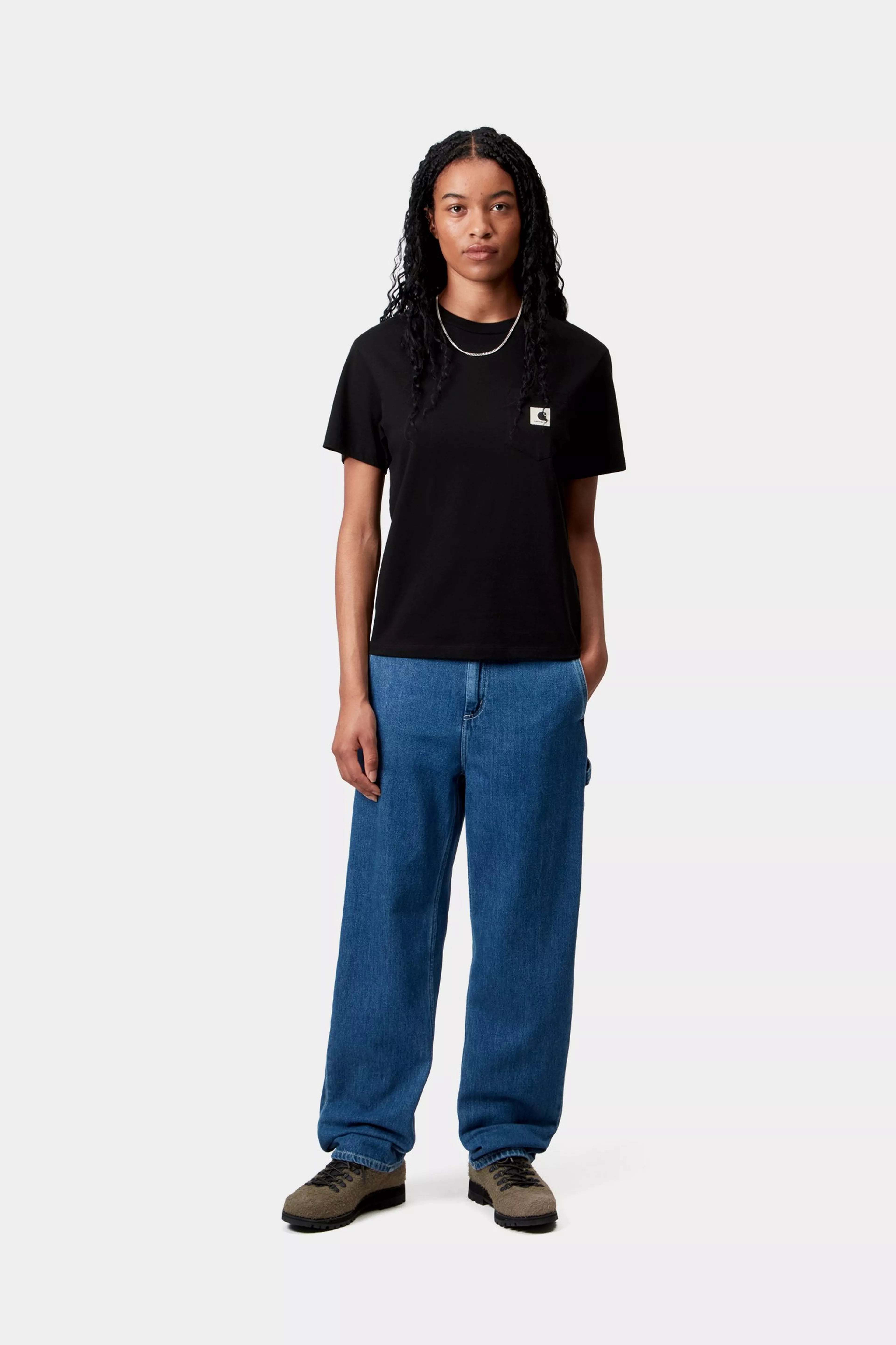 W' S/S POCKET T-SHIRT - Black