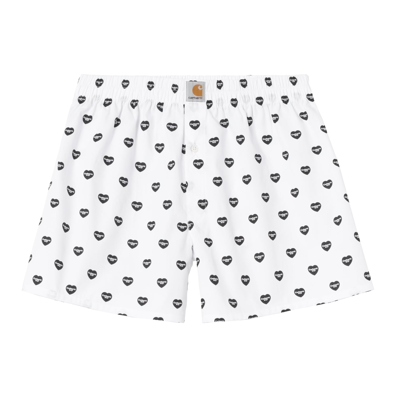 Cotton Boxer - Heart Print, White / Black