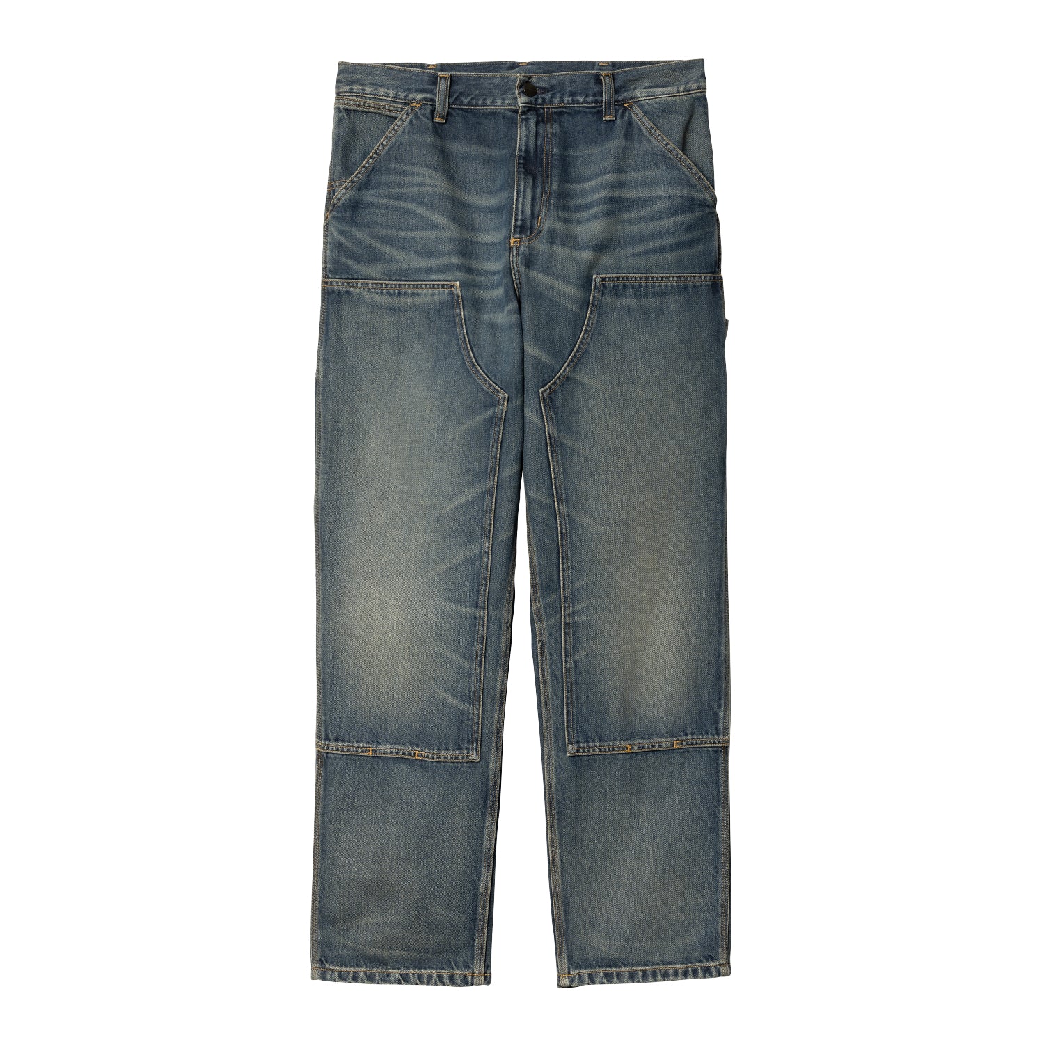 Double Knee Pant - Blue, worn used wash