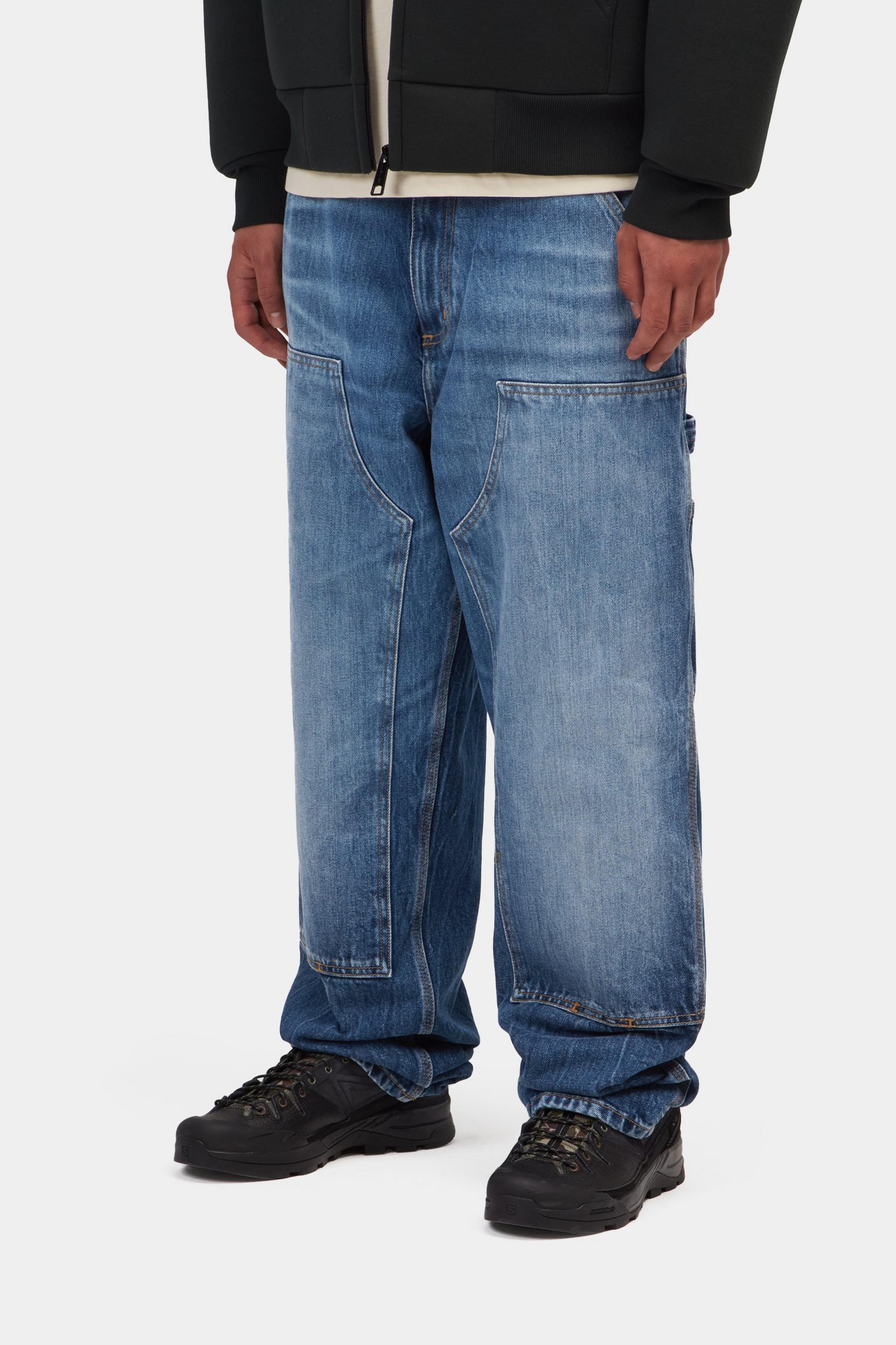 Double Knee Pant - Blue, Marble used wash