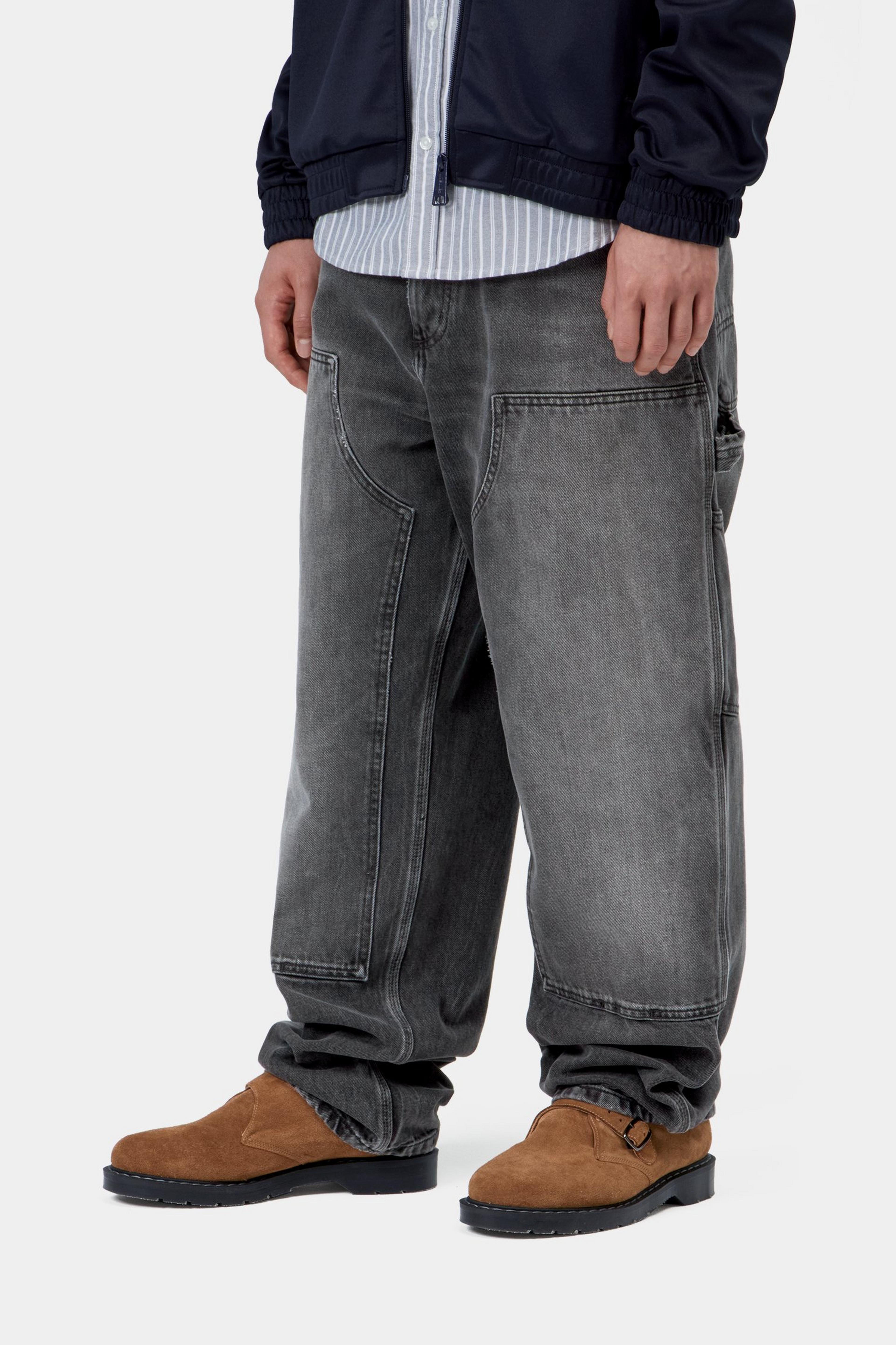 Double Knee Pant - Black, marble used wash