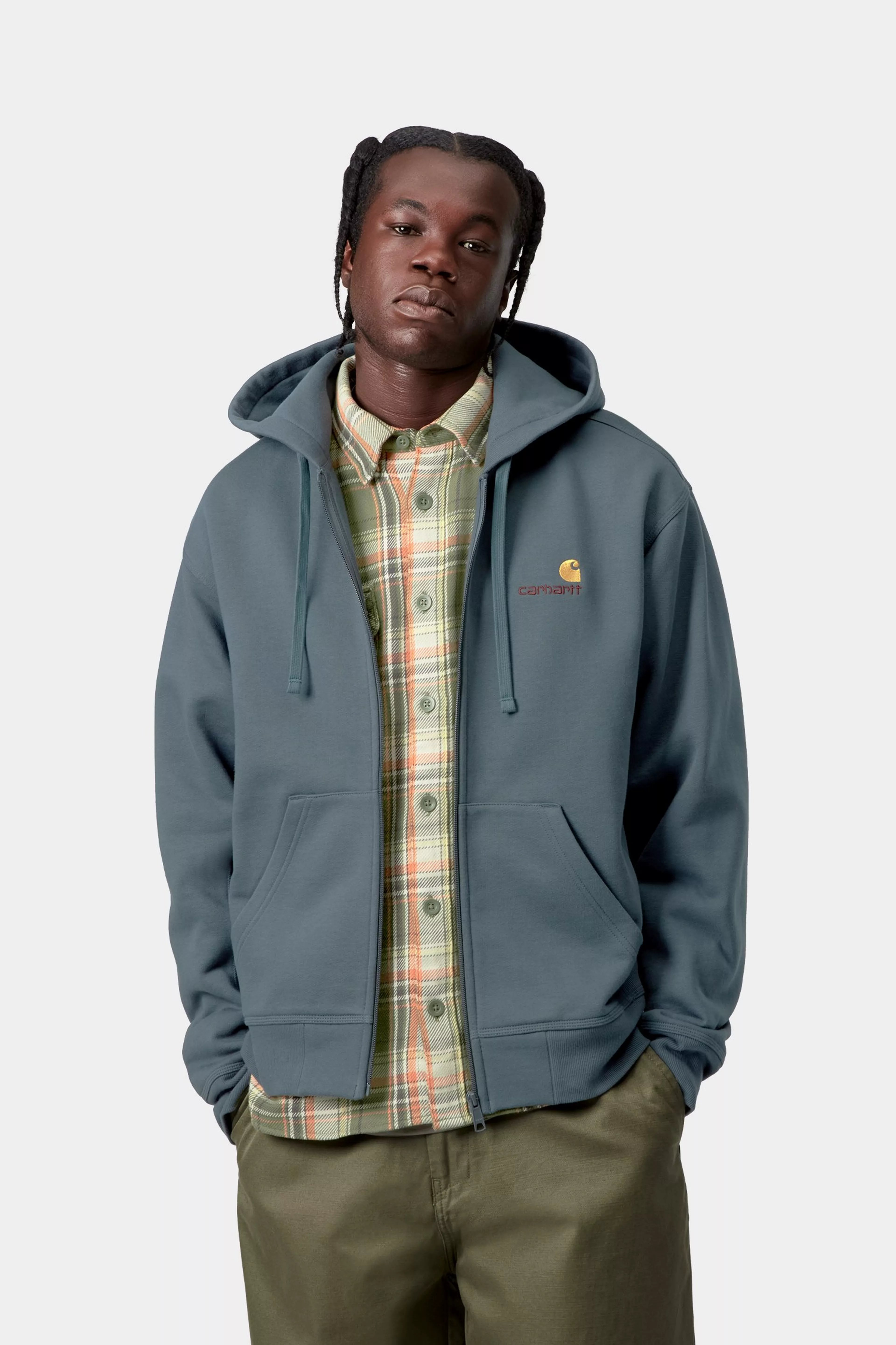 Hooded American Script Jacket - Office Blue