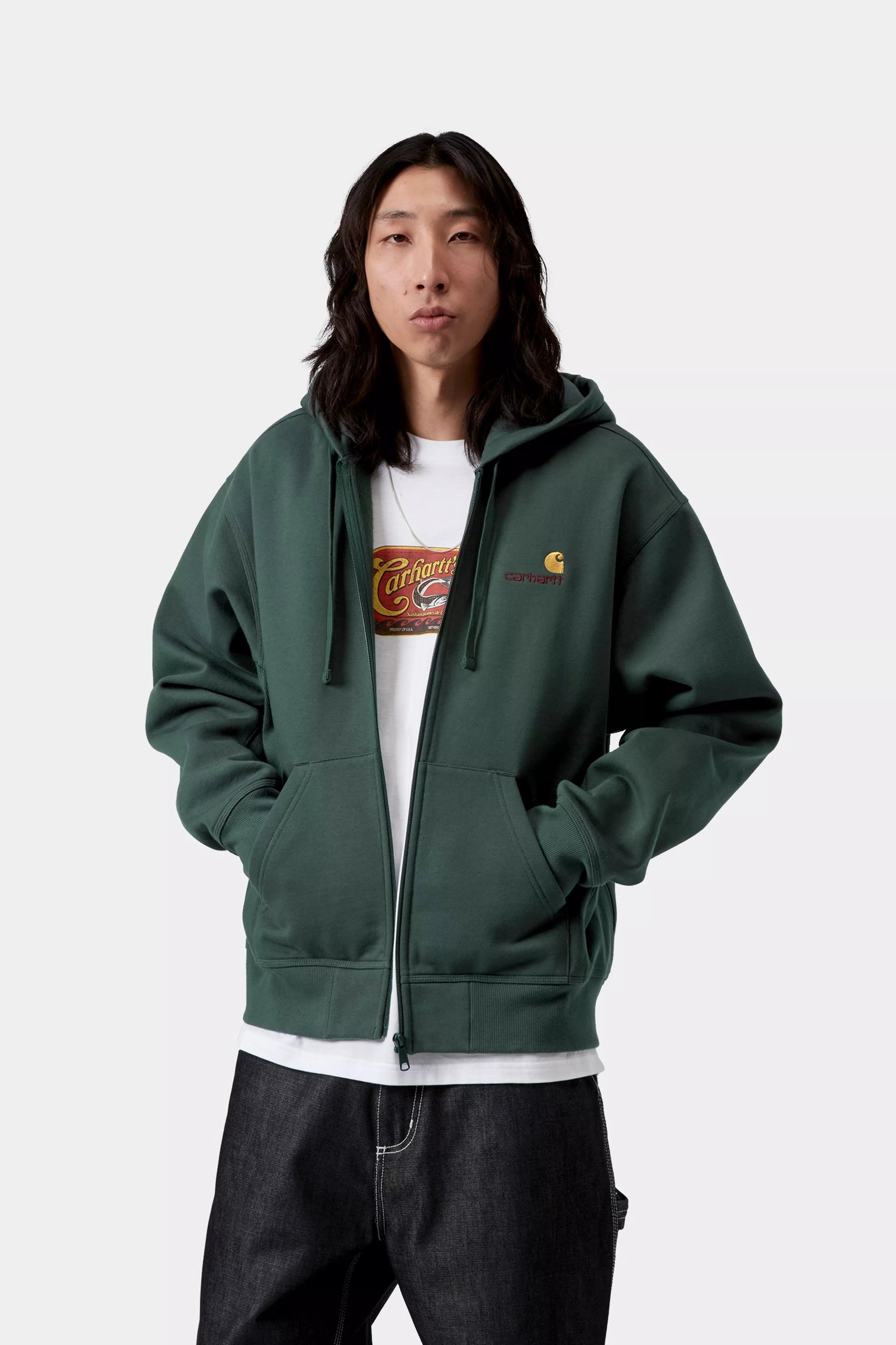 Hooded American Script Jacket - Kale Green
