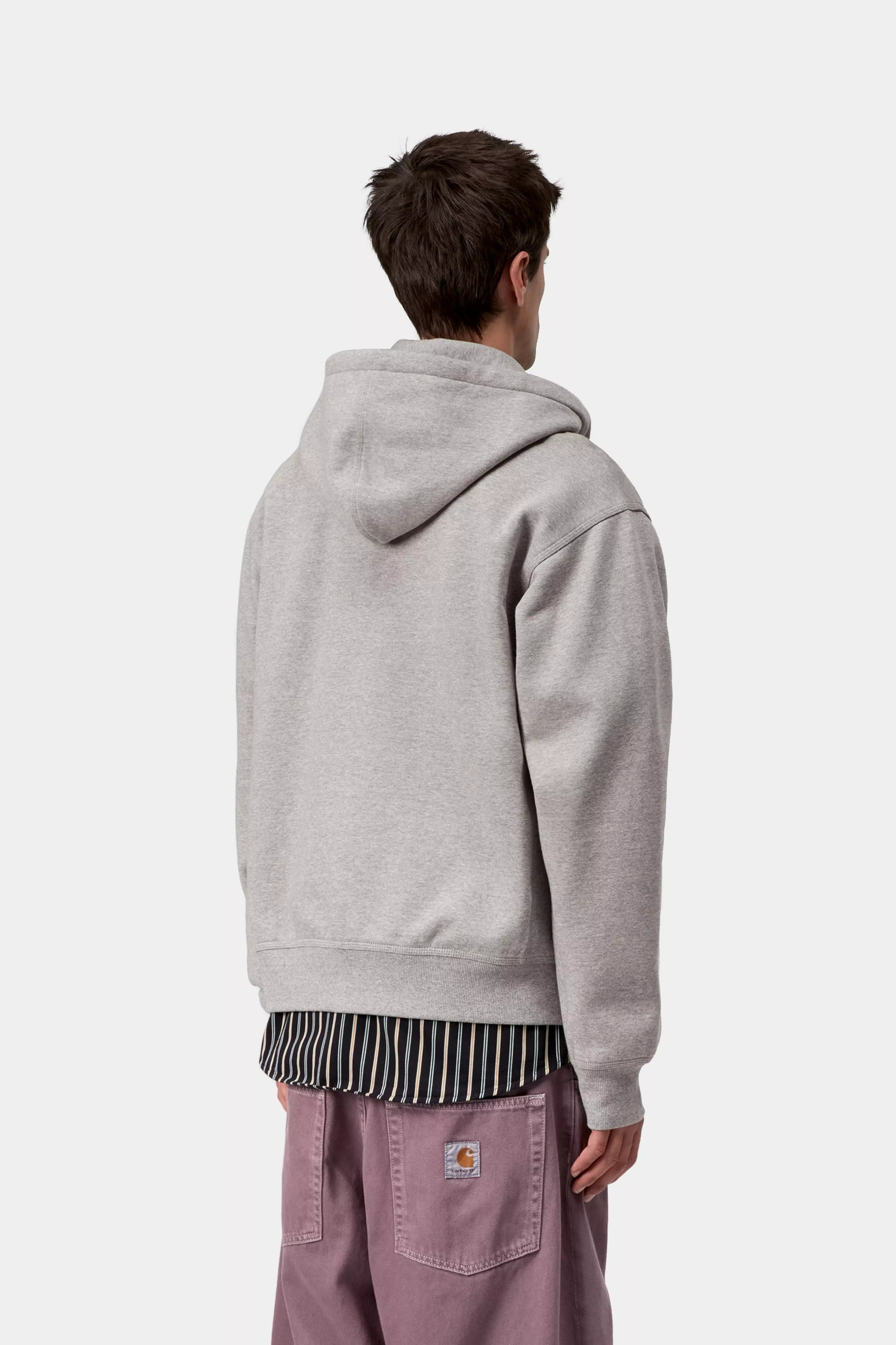 HOODED AMERICAN SCRIPT JACKET - Grey Heather